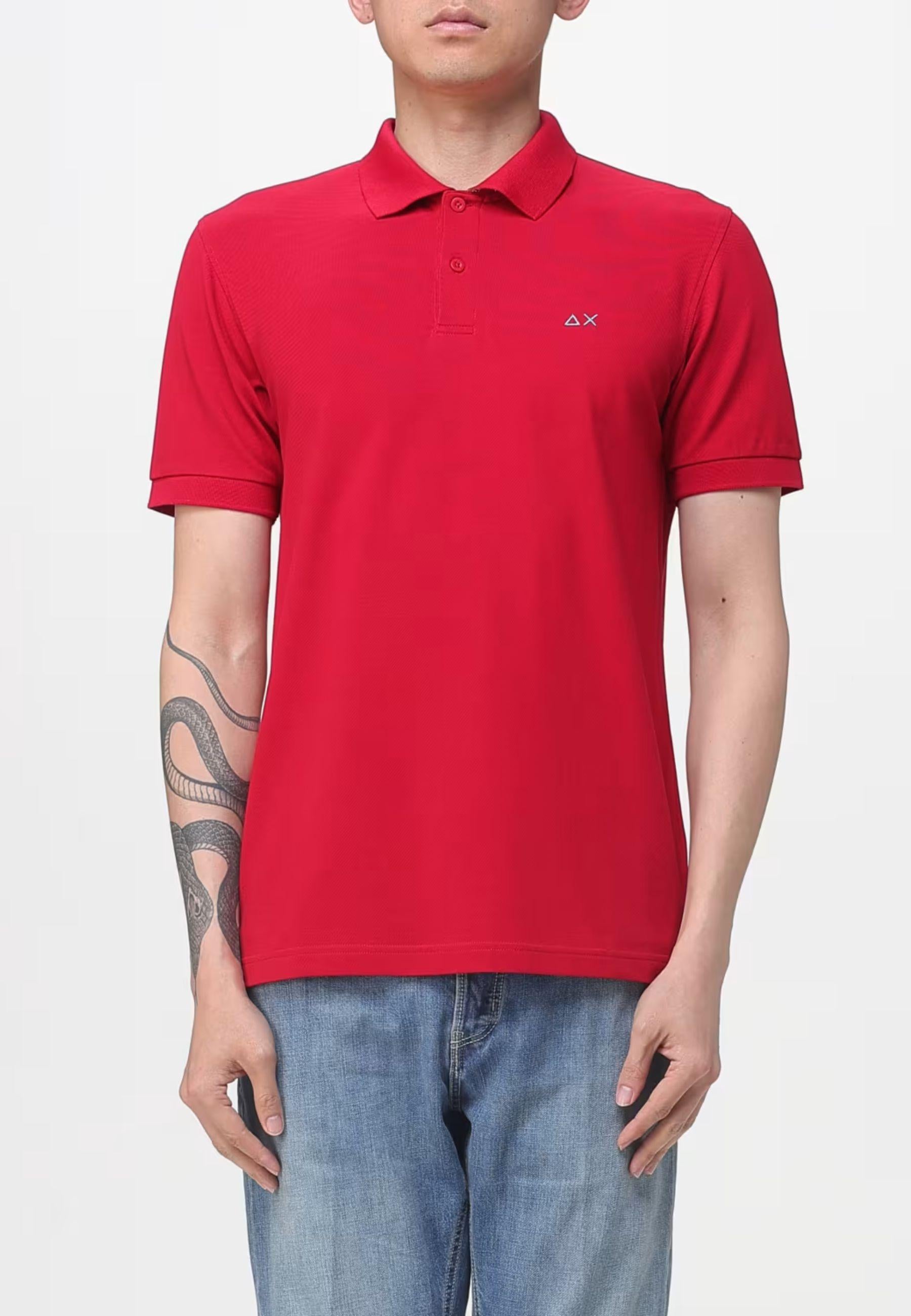 Polo con stampa paisley in cotone rosso