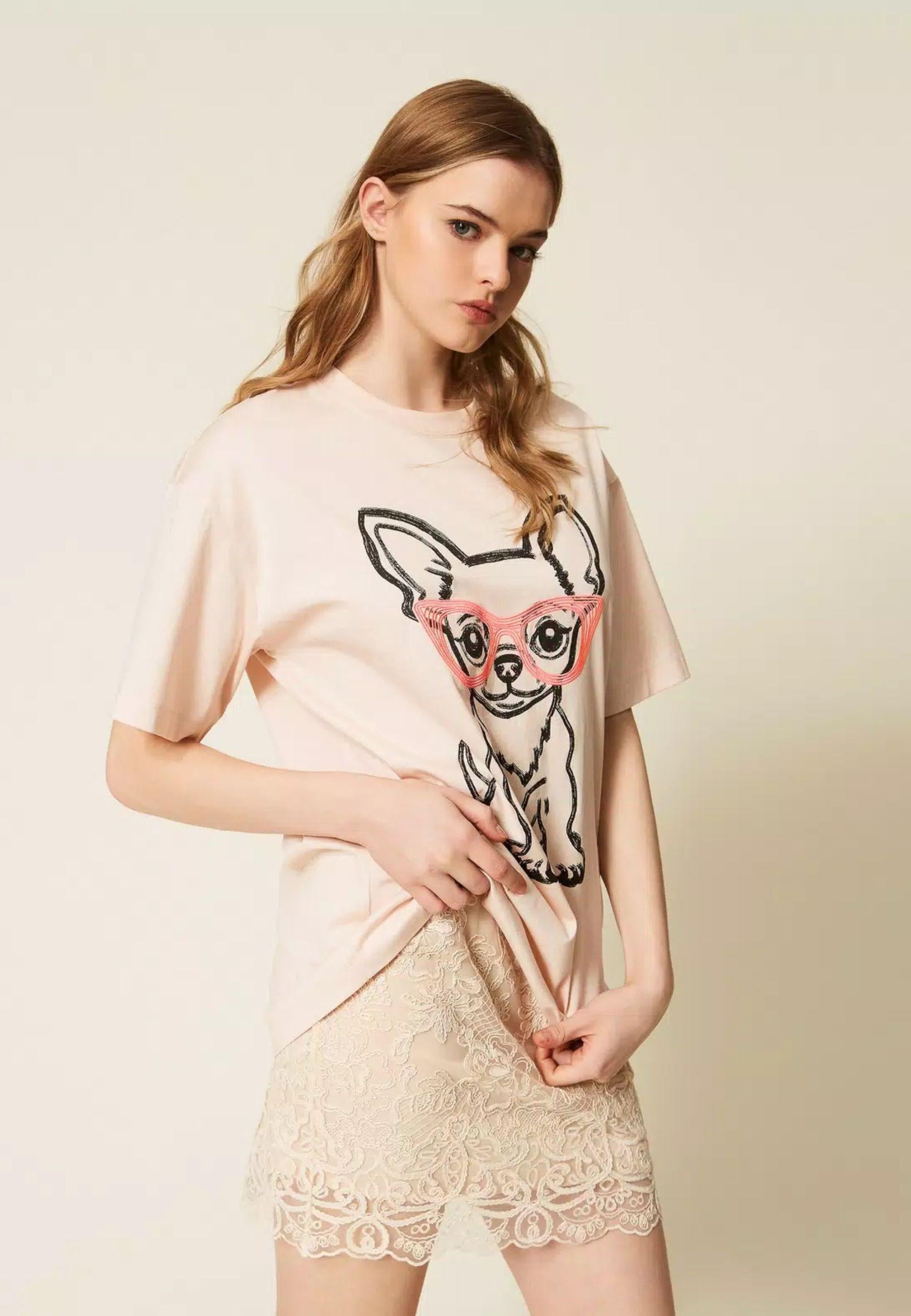 T-shirt oversize con stampa e ricamo - Actitude by Twinset