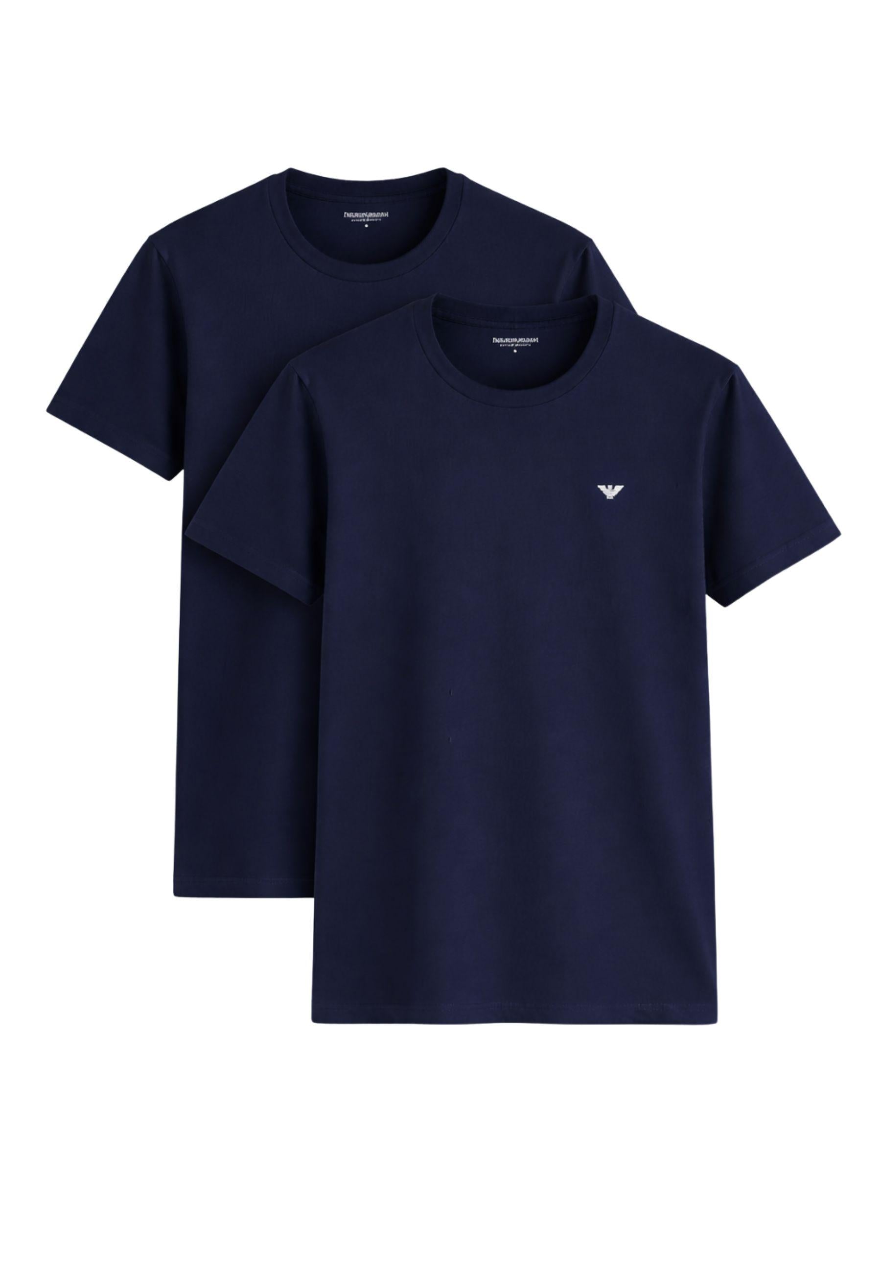 Emporio Armani - T-Shirt Uomo Pack 2 Blu Navy - Vestibilità Regolare
