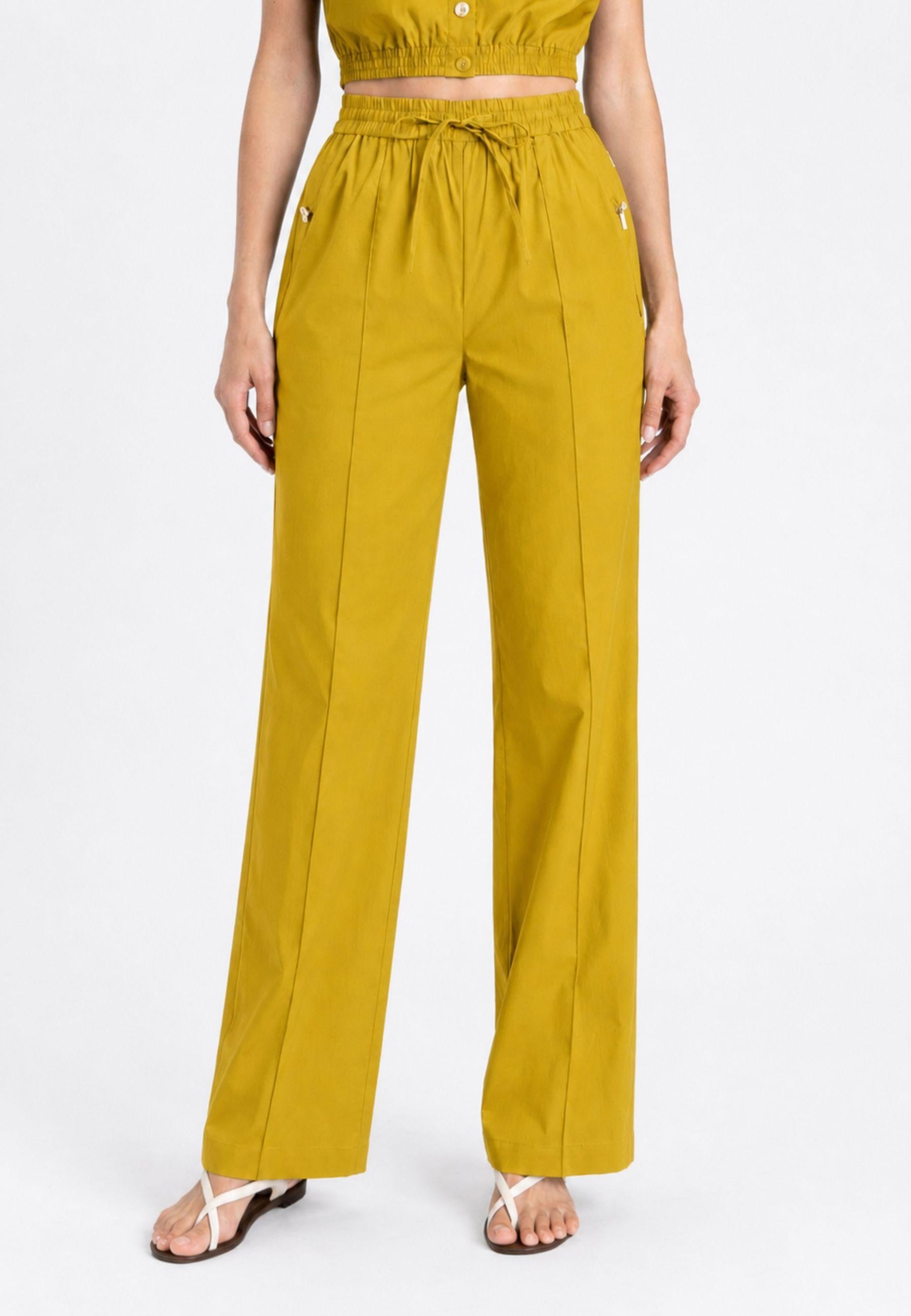 Pantalone wide leg in cotone stretch