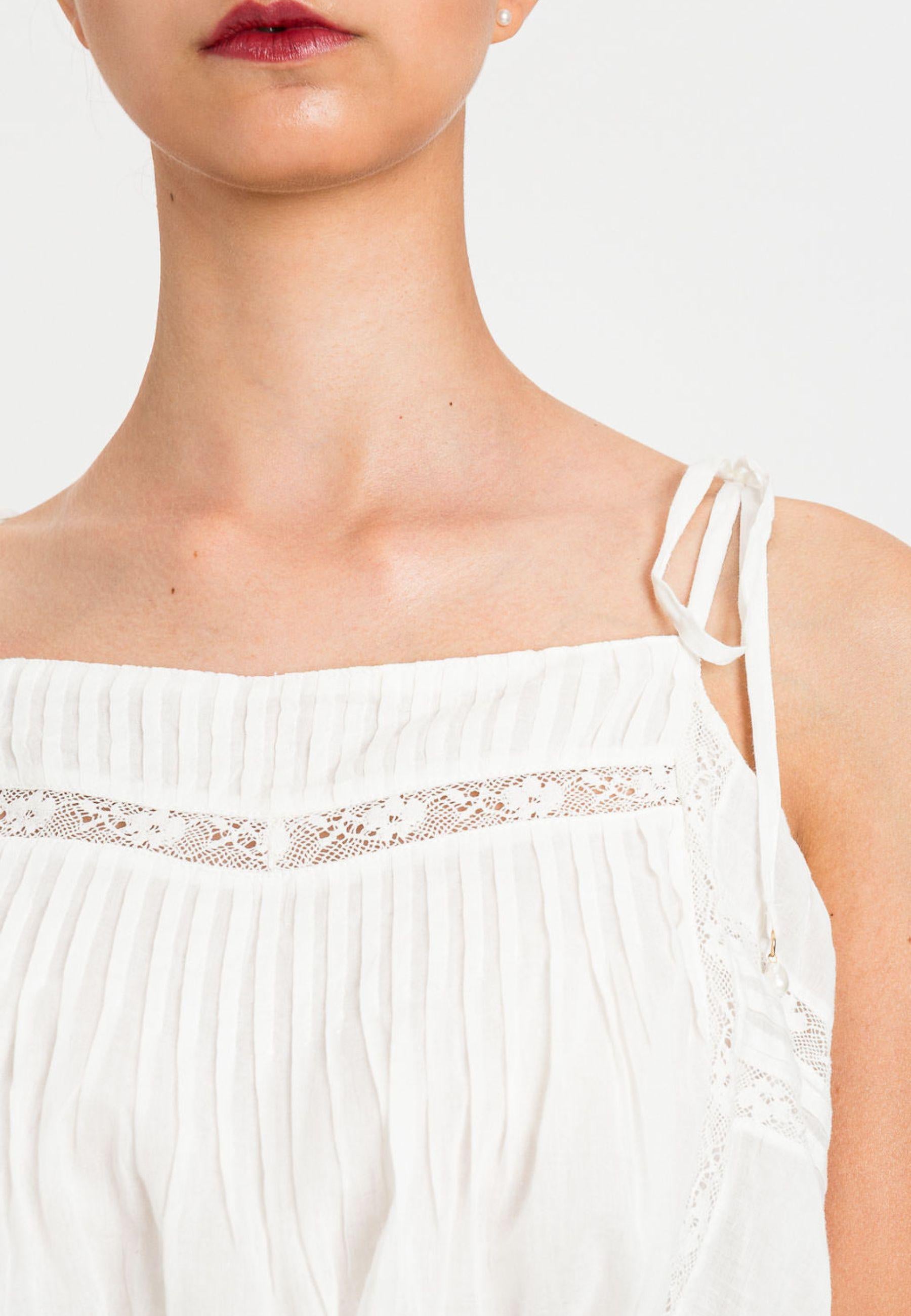 Top Twinset U&B in cotone con inserti in pizzo