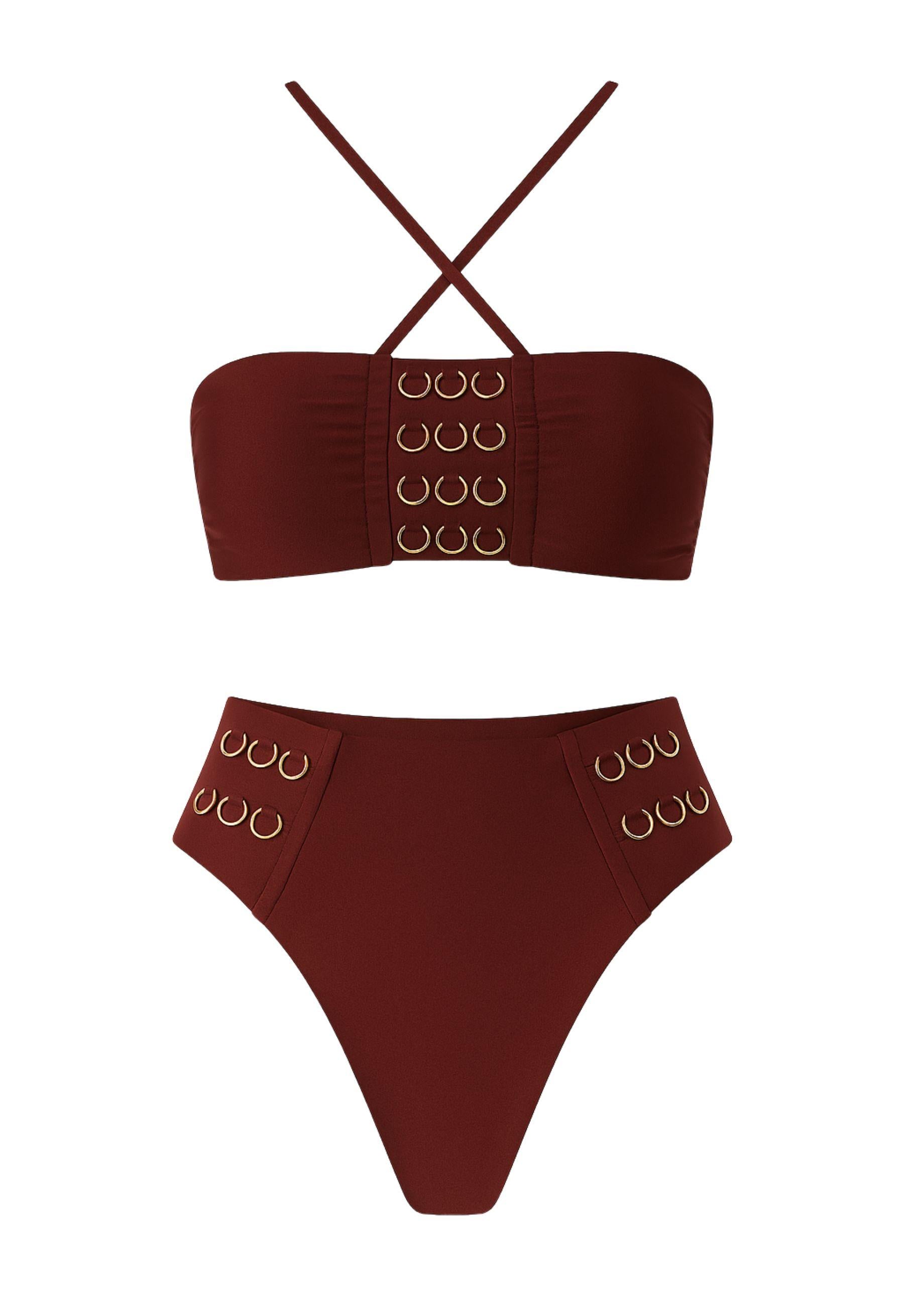 Bikini Fascia con Ganci Oro - Margherita Mazzei