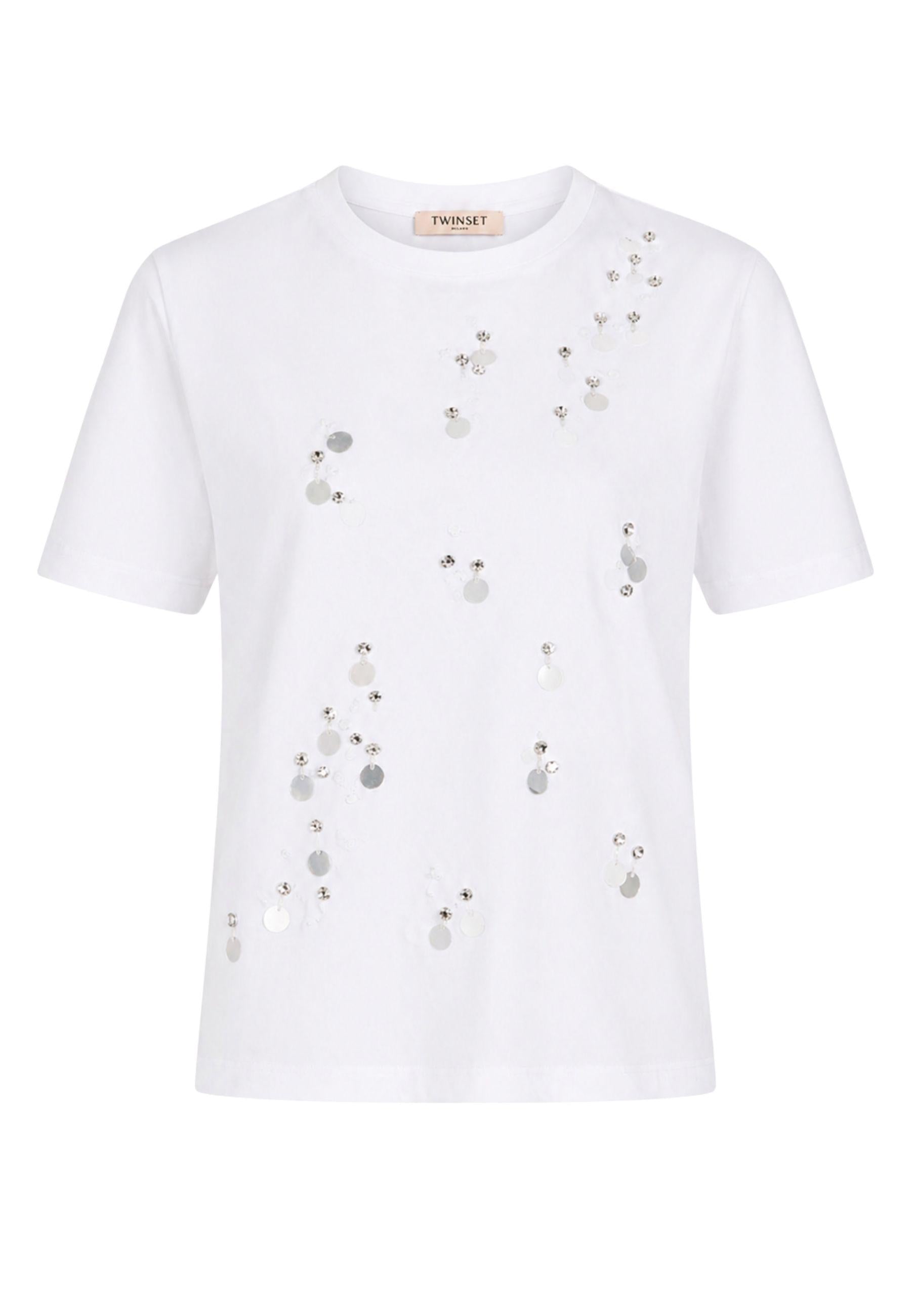 T-shirt Twinset Actitude con applicazioni - Bianco