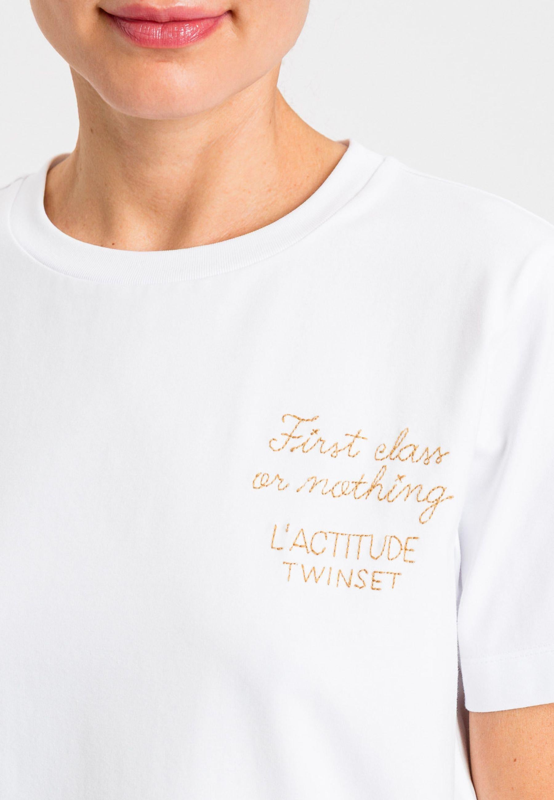 Twinset Actitude T-shirt con Stampa Lettering - Bianco