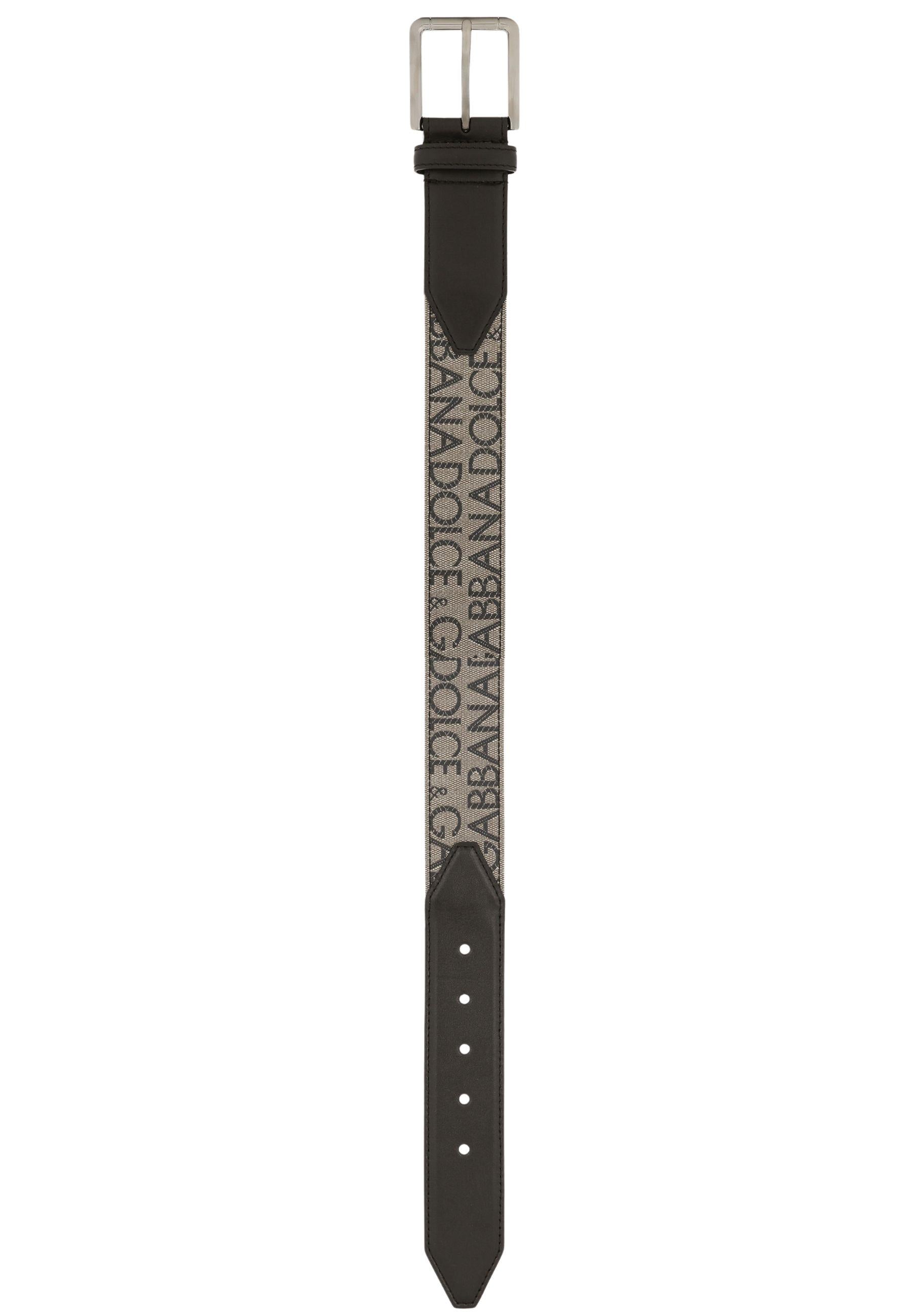 Cintura in jacquard e pelle di vitello