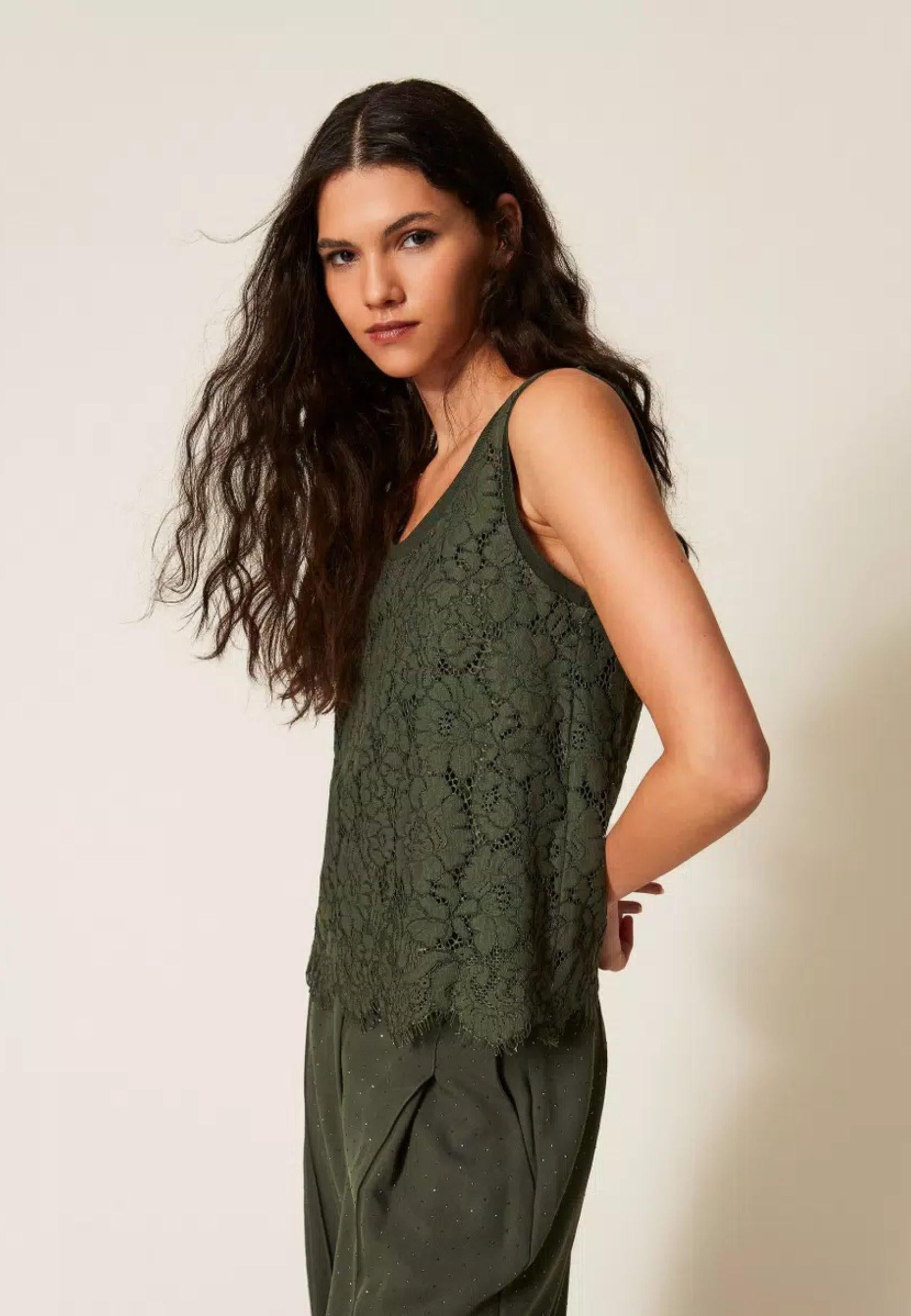 Twinset Milano - Top in pizzo rébrodé