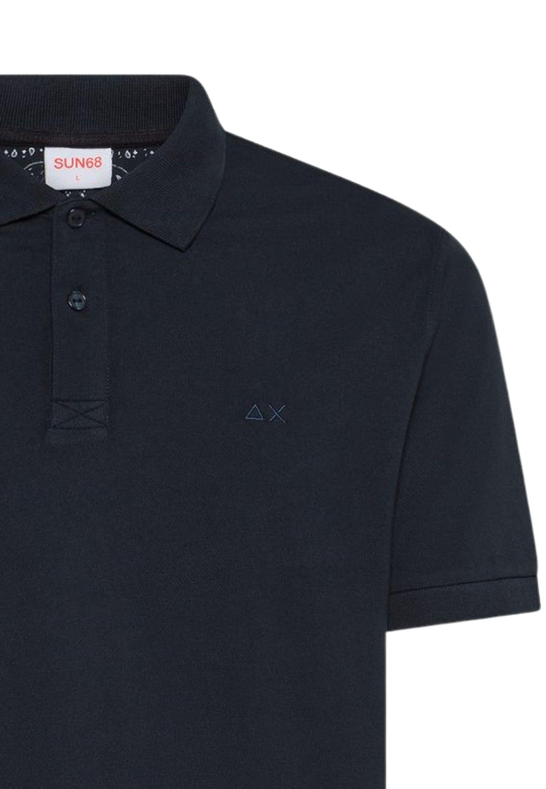 Polo in cotone blu navy con dettagli a contrasto