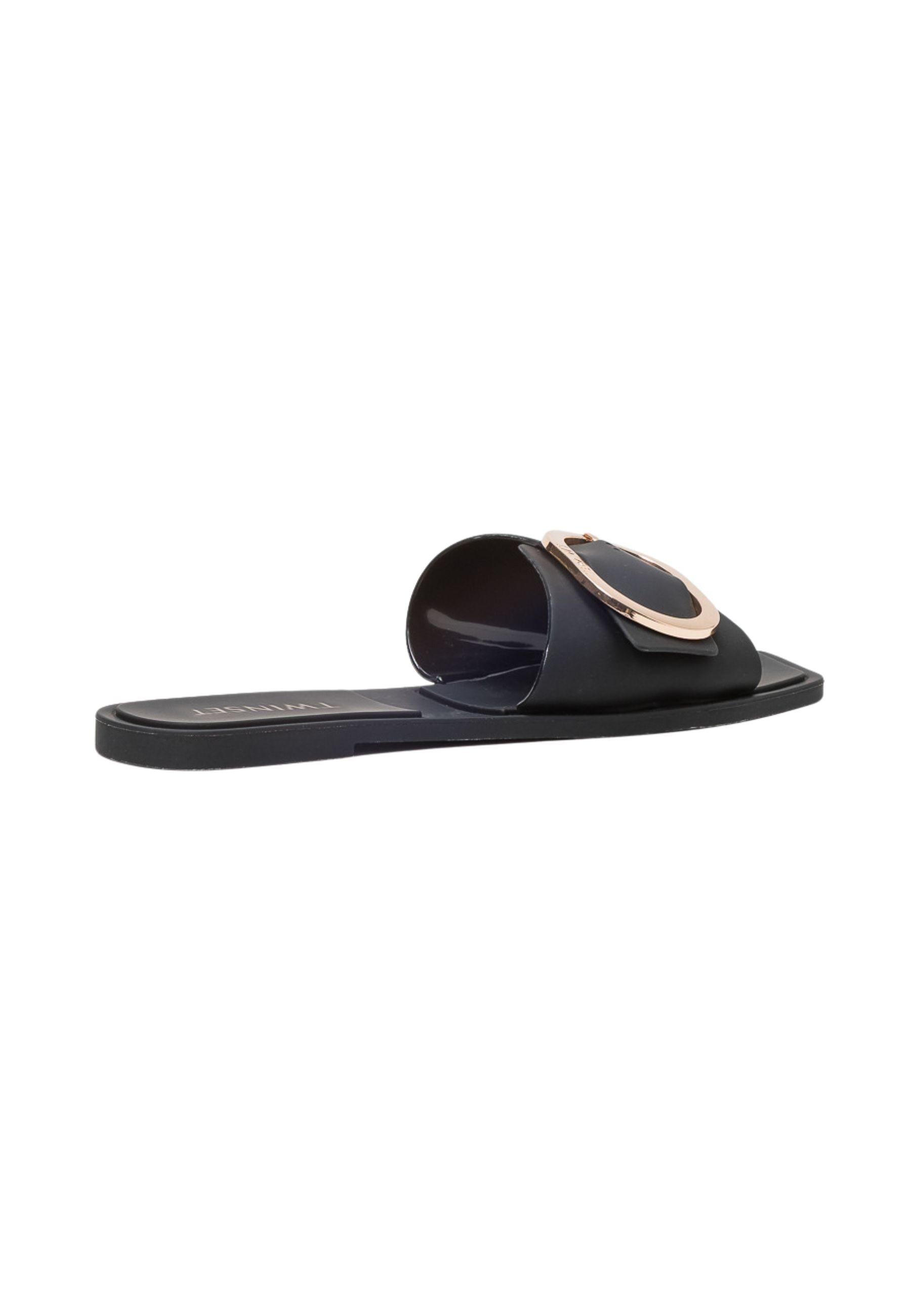 Sandali Slide con Fibbia Logo in Metallo