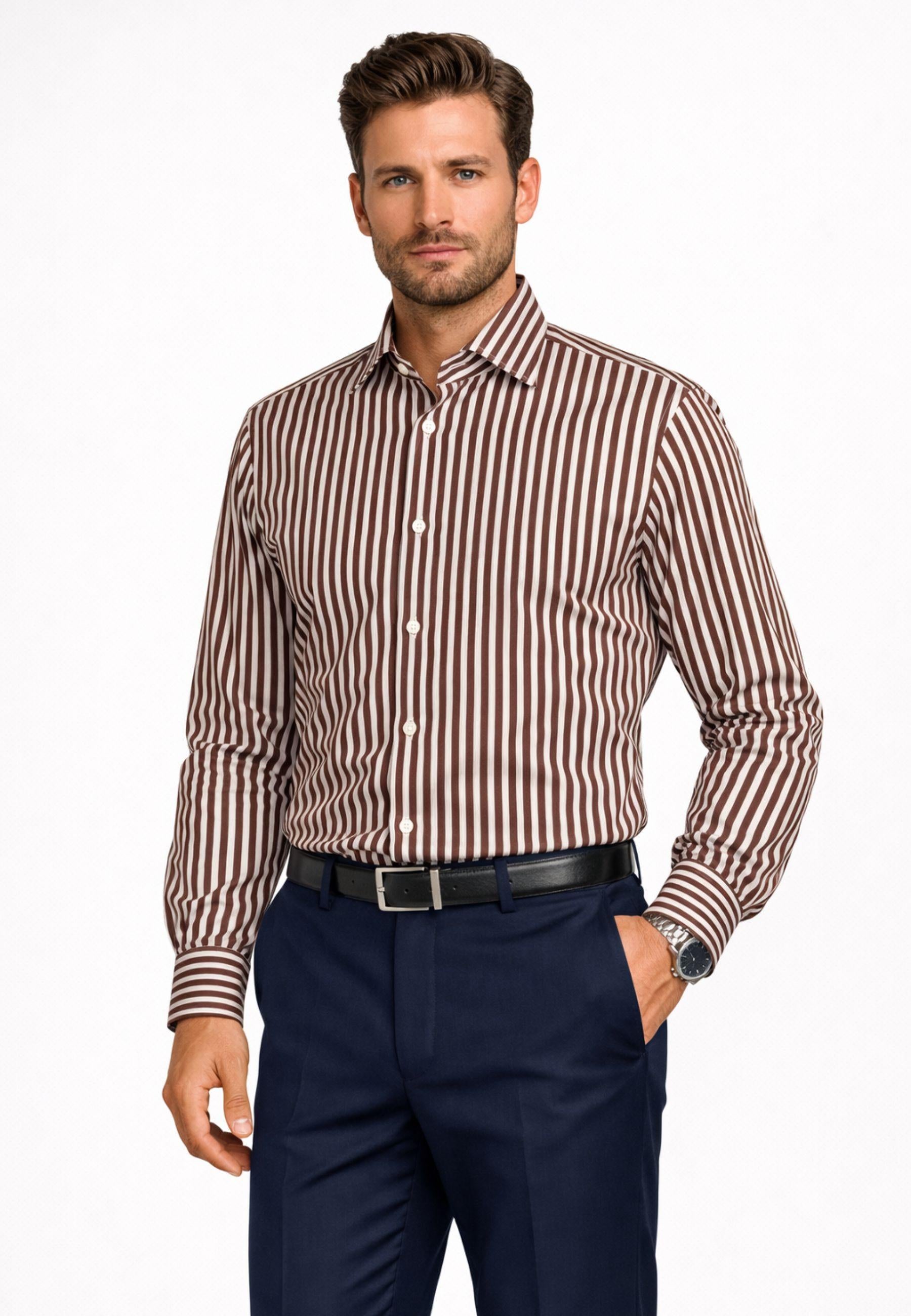Camicia Alessandro Gherardi a righe - tessuto tecnico elasticizzato