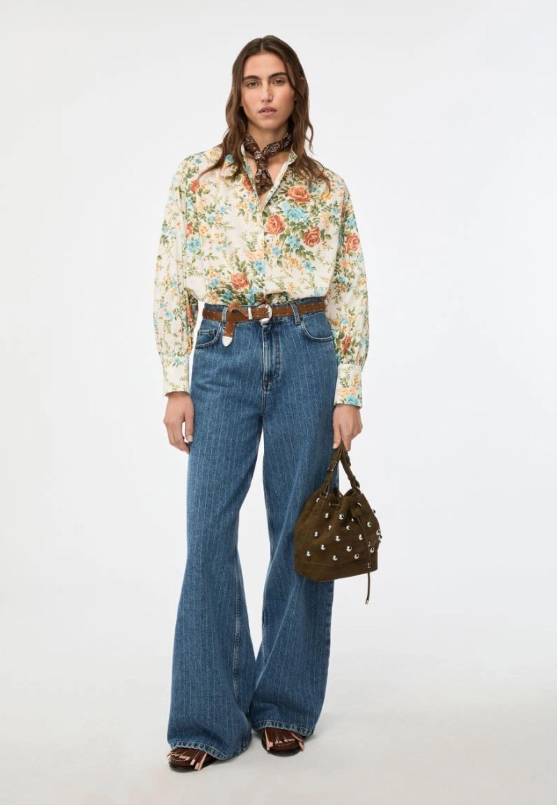 iBlues - Jeans wide leg in denim con motivo rigato
