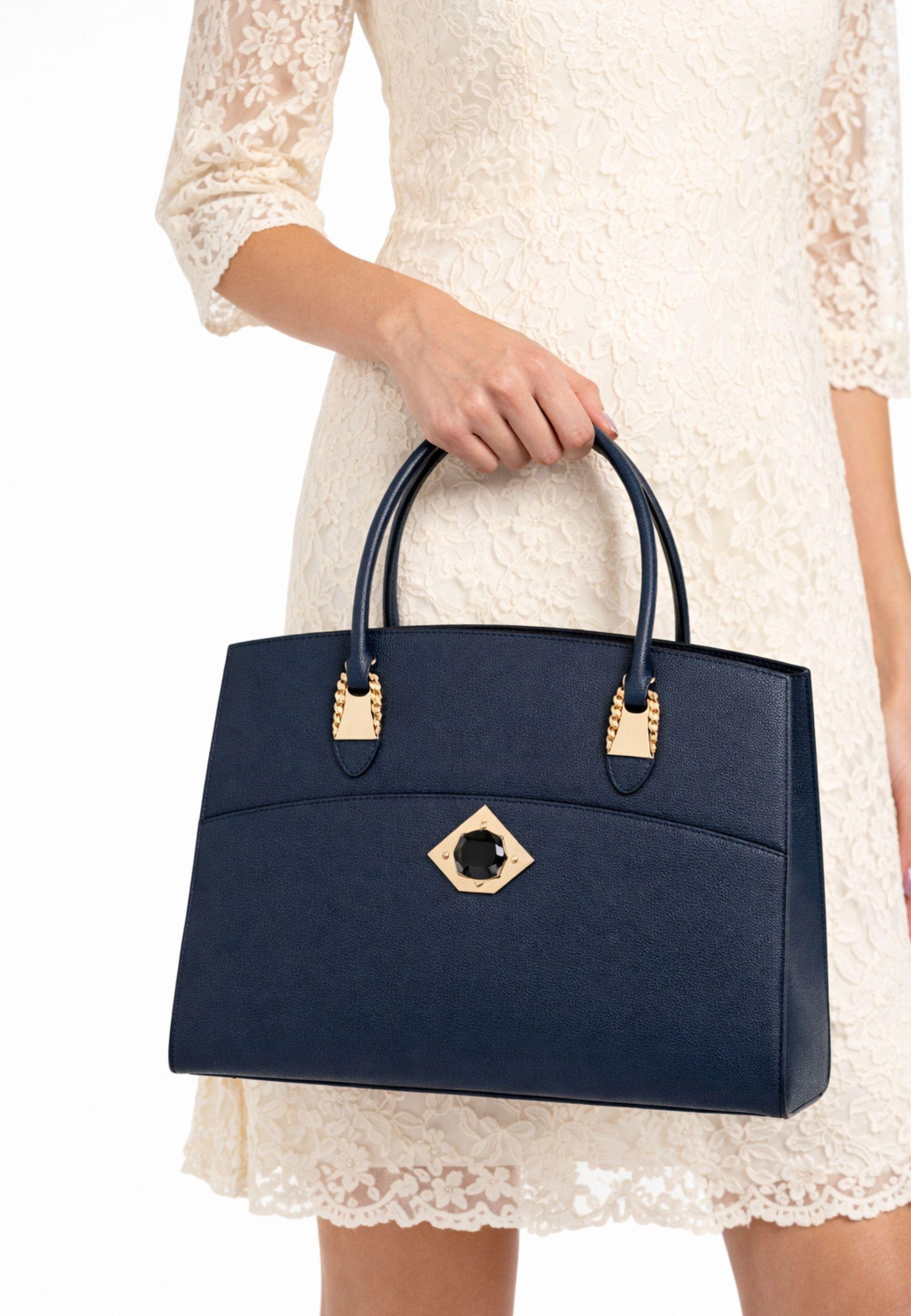 Borsa a mano Cromia in pelle con dettagli gold