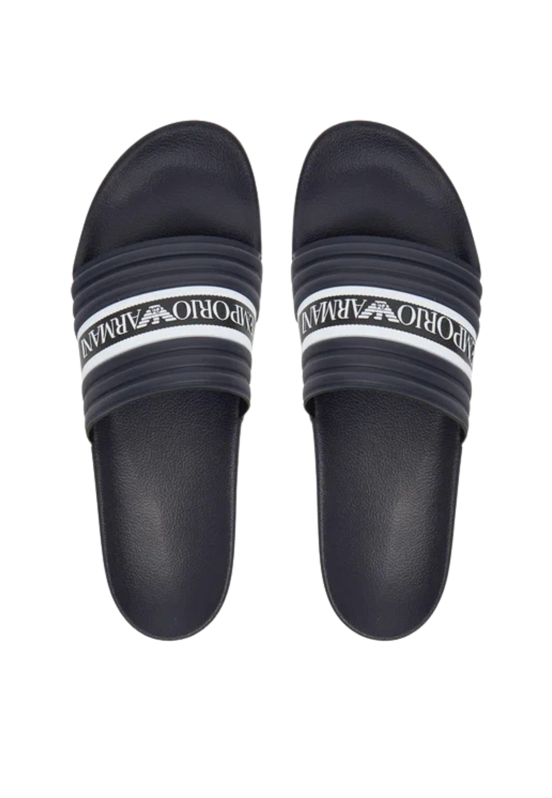 Emporio Armani - Ciabatte slide logo a contrasto