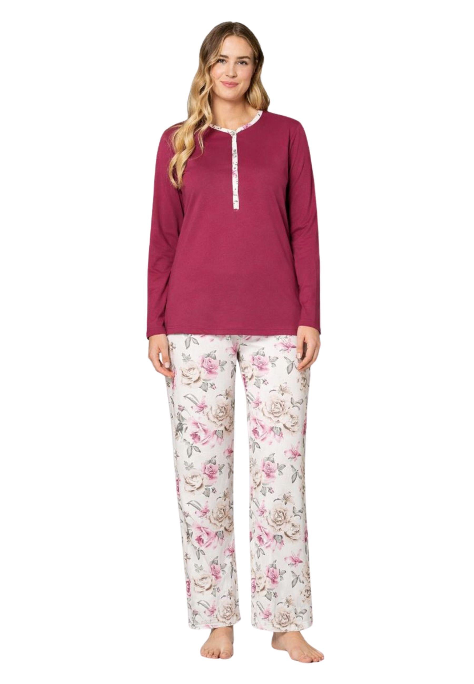 Pigiama Donna in Caldo Cotone con Pantalone Palazzo