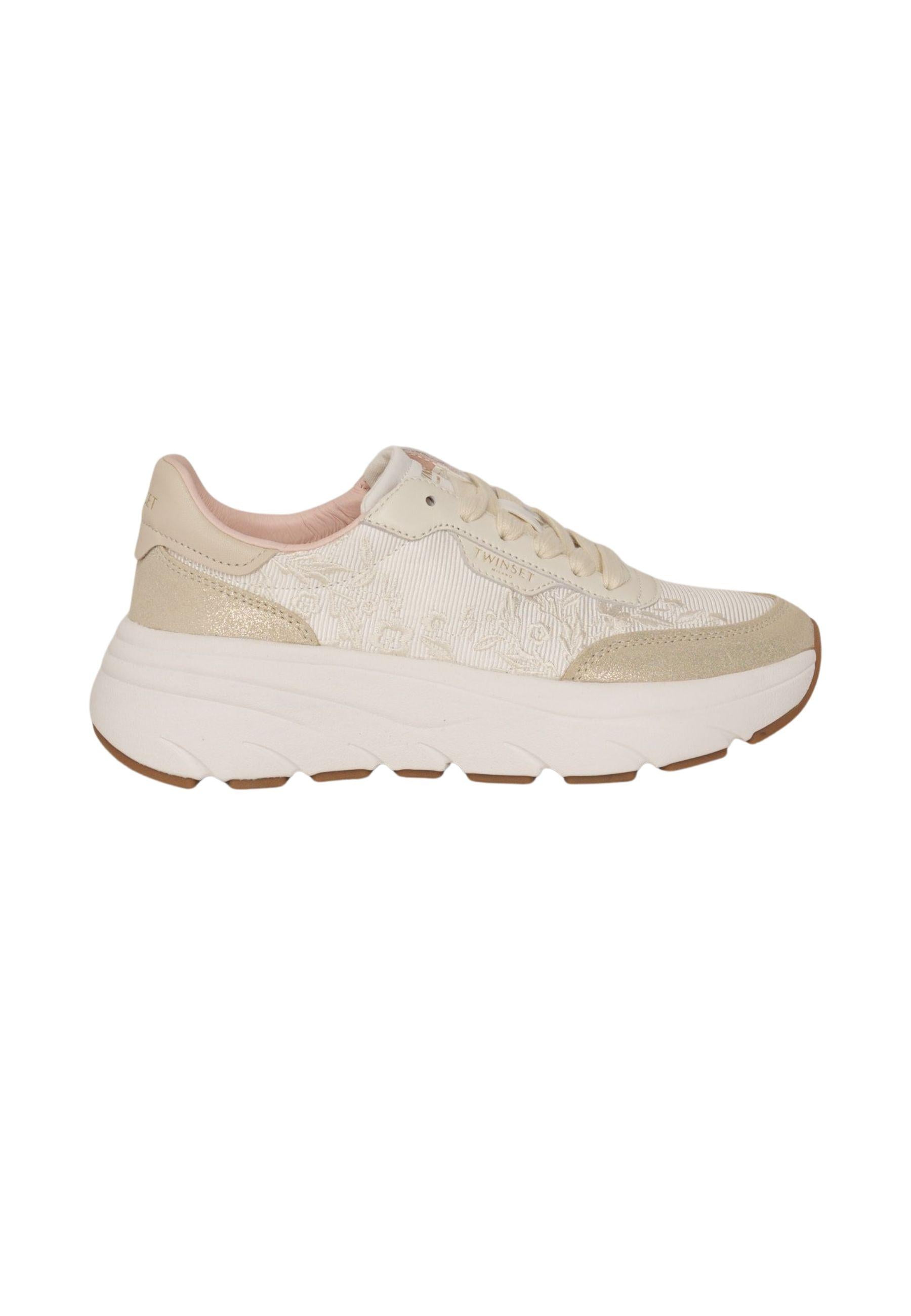 Sneakers Twinset in tessuto con ricamo floreale