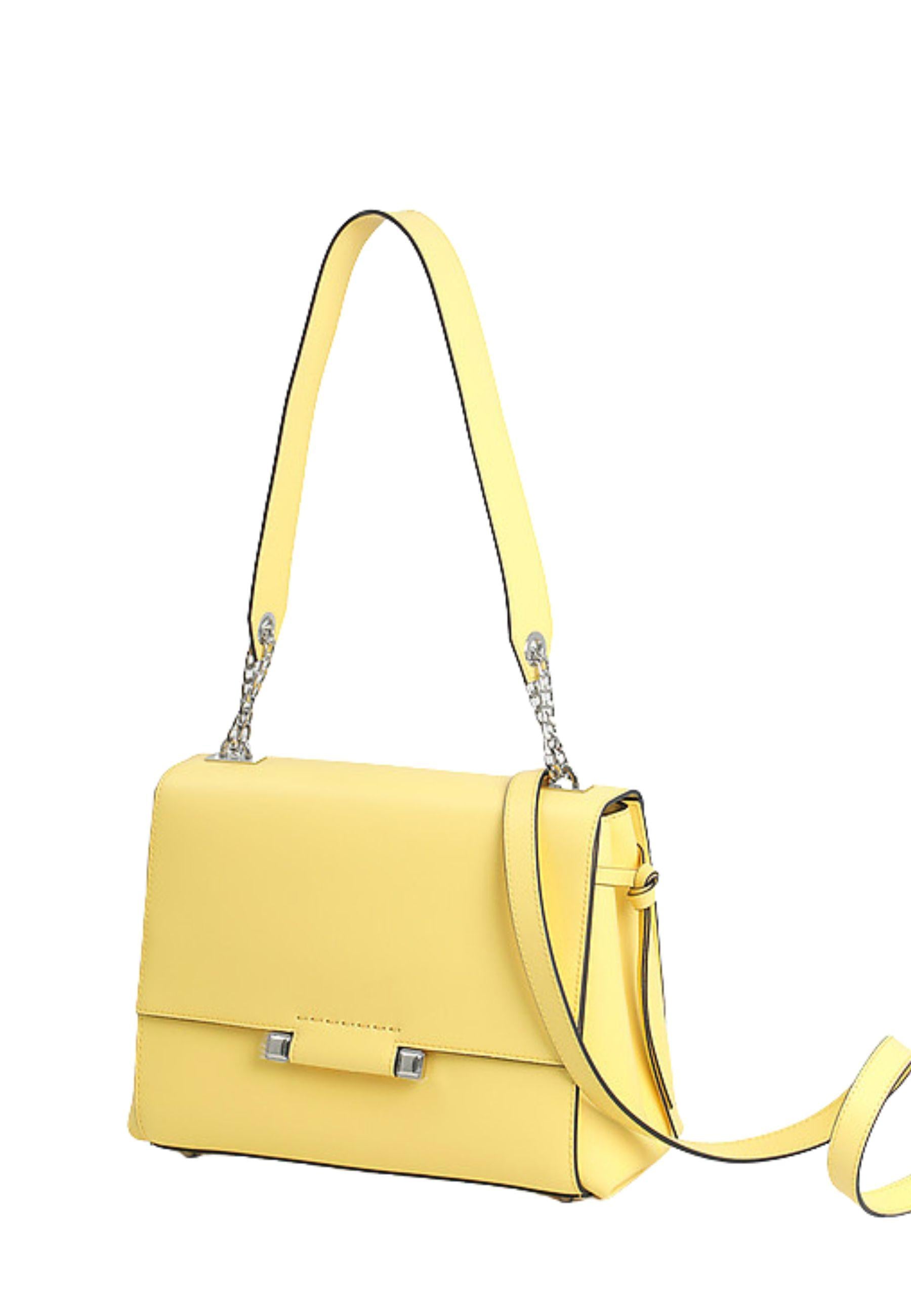 Cromia - Borsa crossbody in pelle gialla con tracolla regolabile