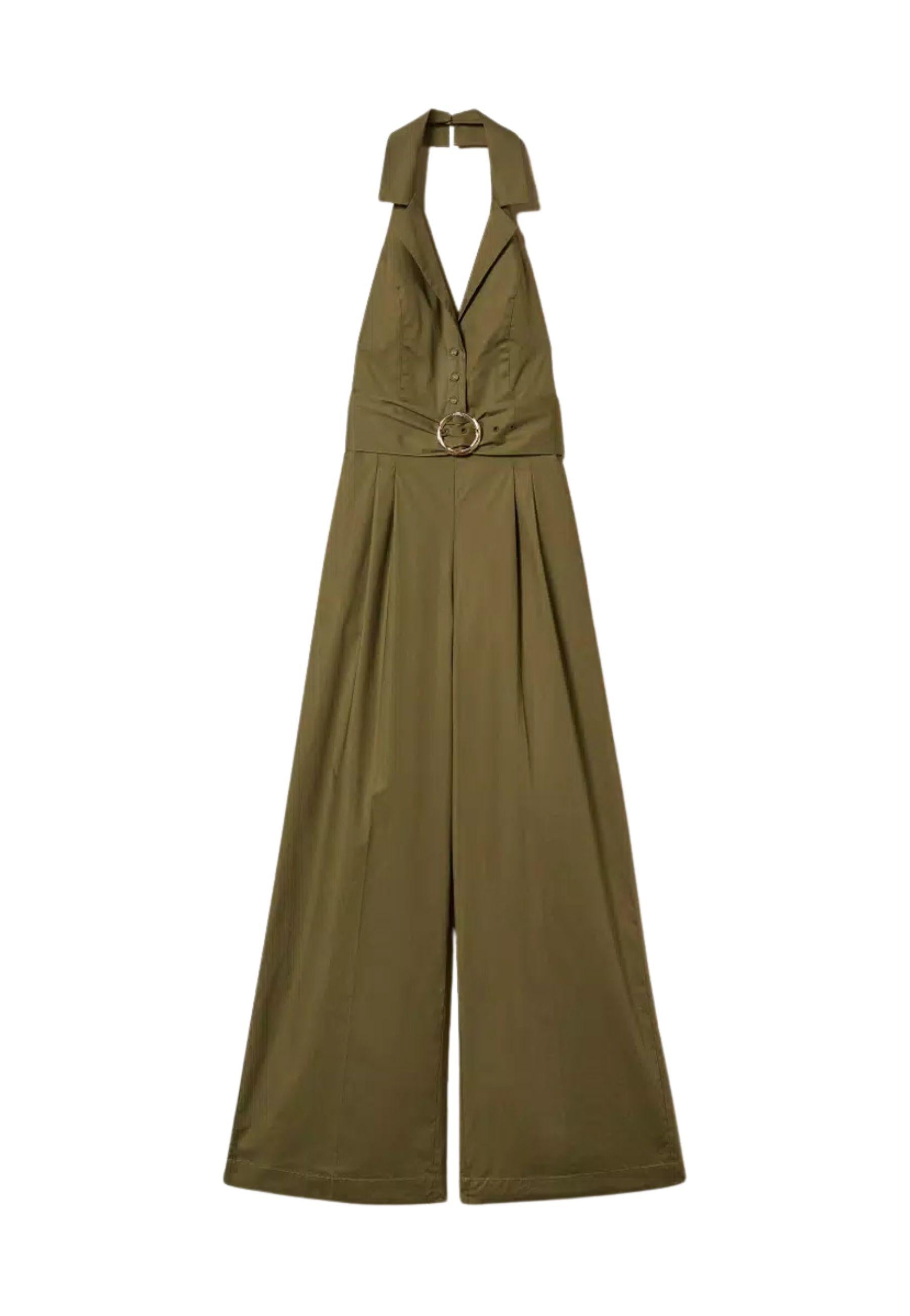 Tuta in popeline di cotone stretch con cintura - Twinset