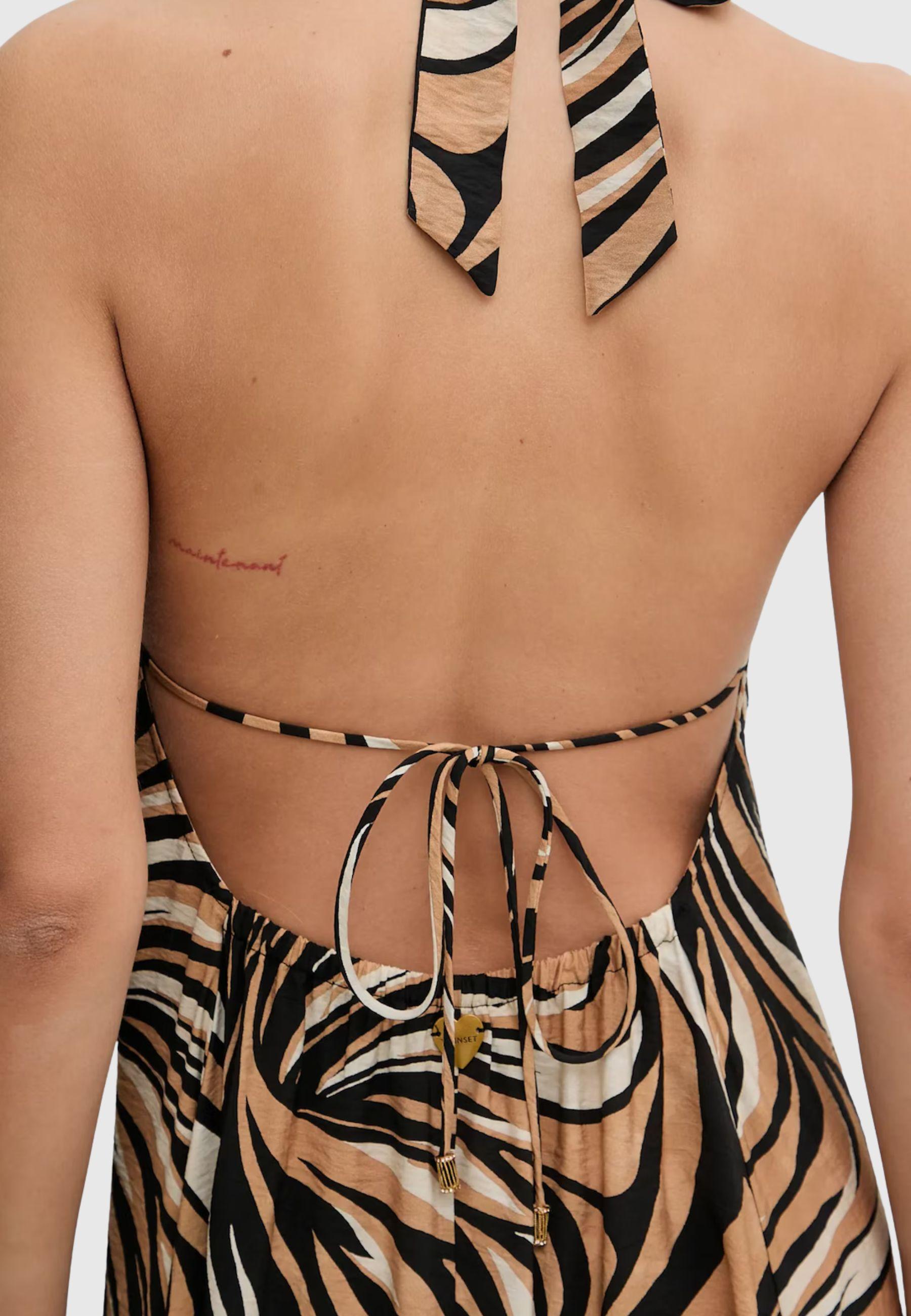 Abito lungo Twinset con stampa grafica effetto zebra
