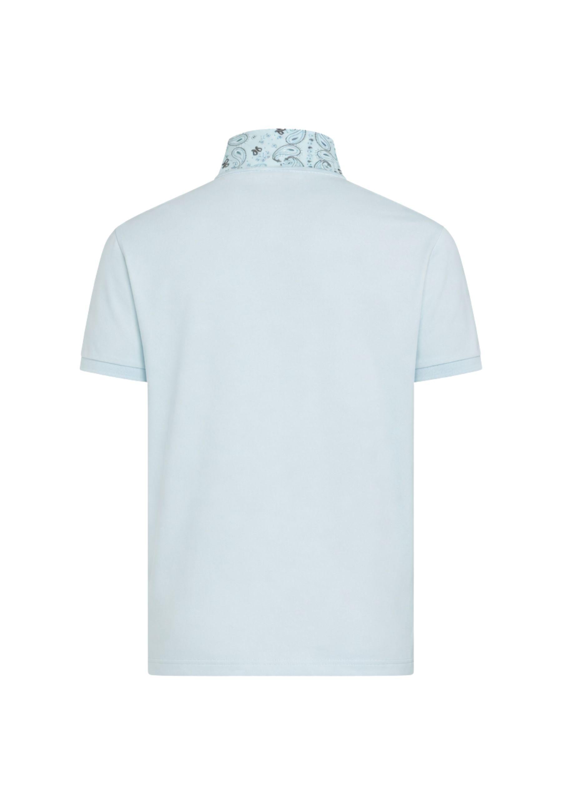 Polo con stampa paisley in cotone azzurro