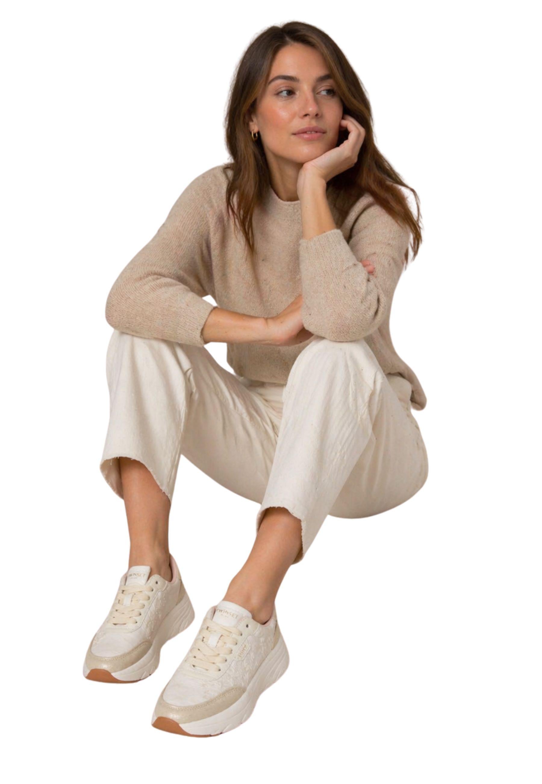 Sneakers Twinset in tessuto con ricamo floreale