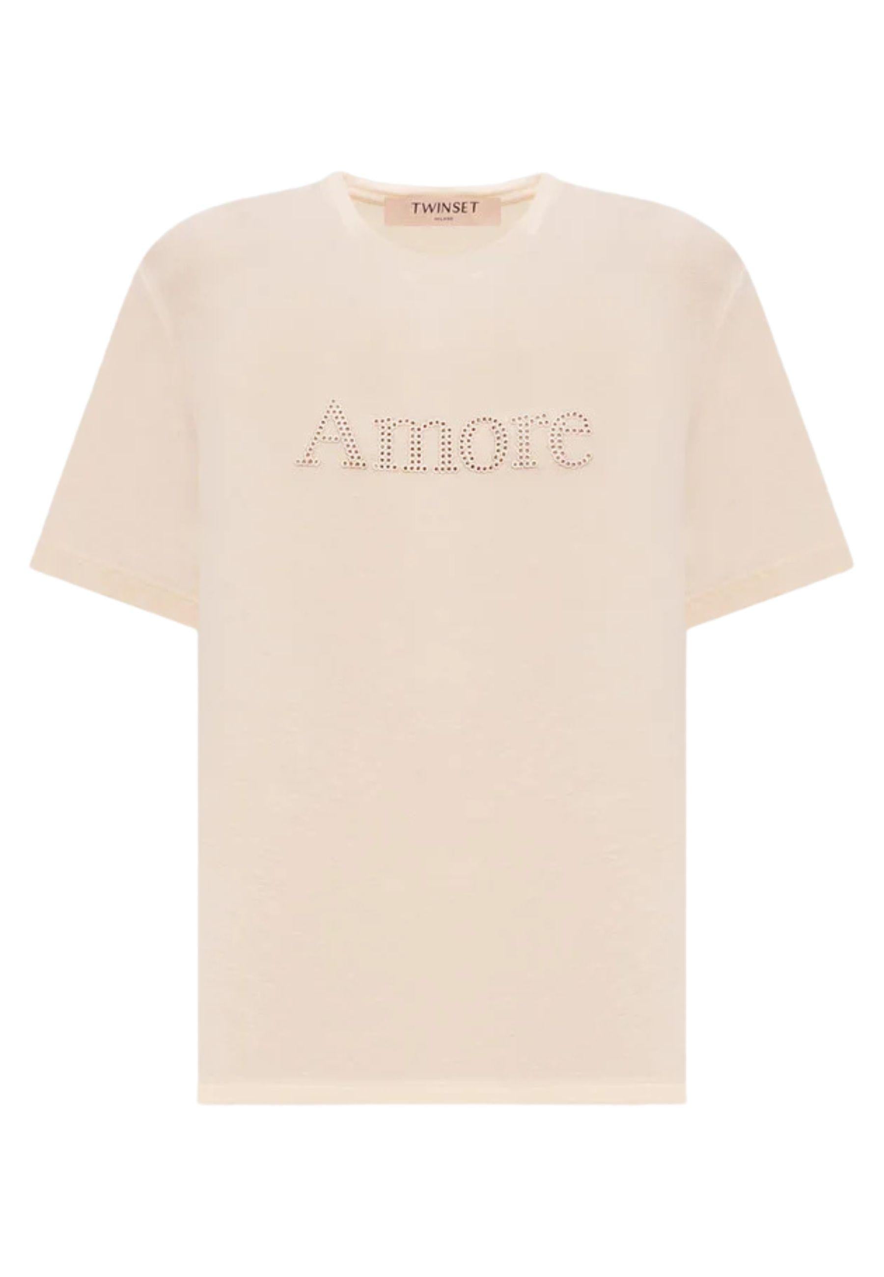 T-shirt Twinset in cotone con logo Amore