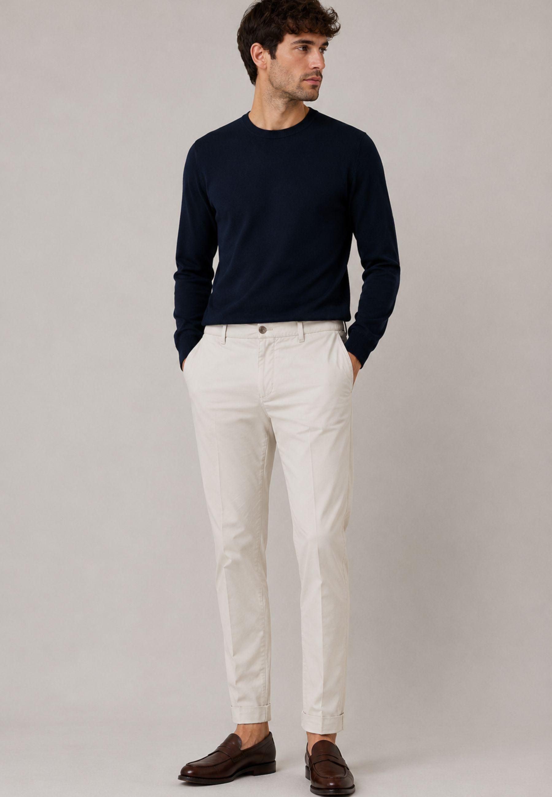 Pantalone Briglia Uomo in Cotone - Beige Chiaro