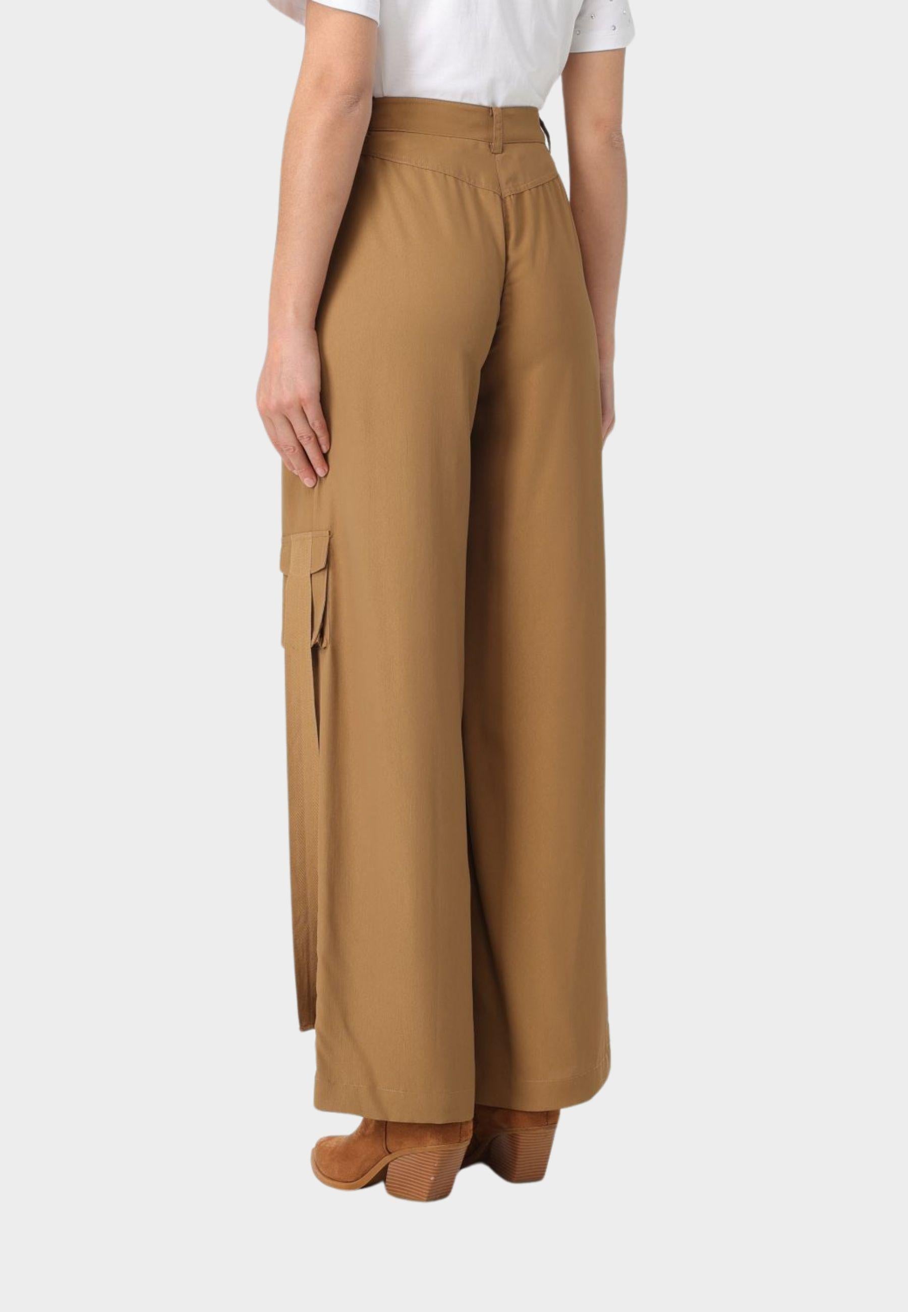 Pantaloni cargo in crêpe de Chine