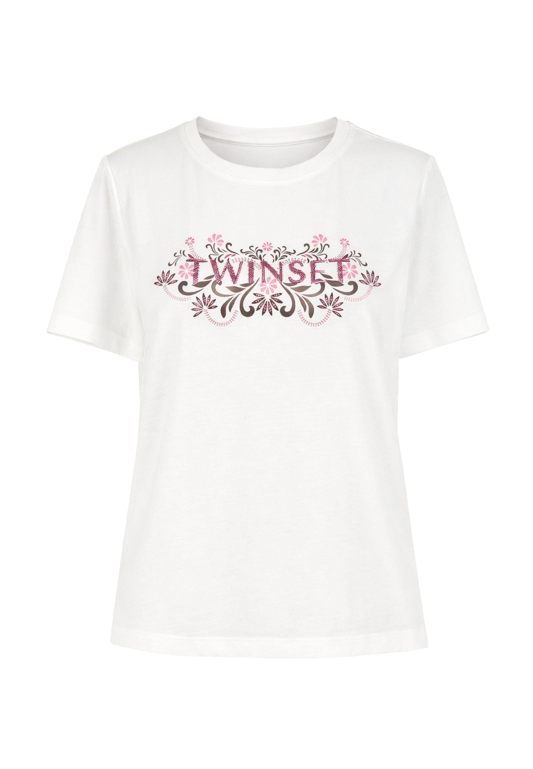 T-shirt con ricamo logo Twinset