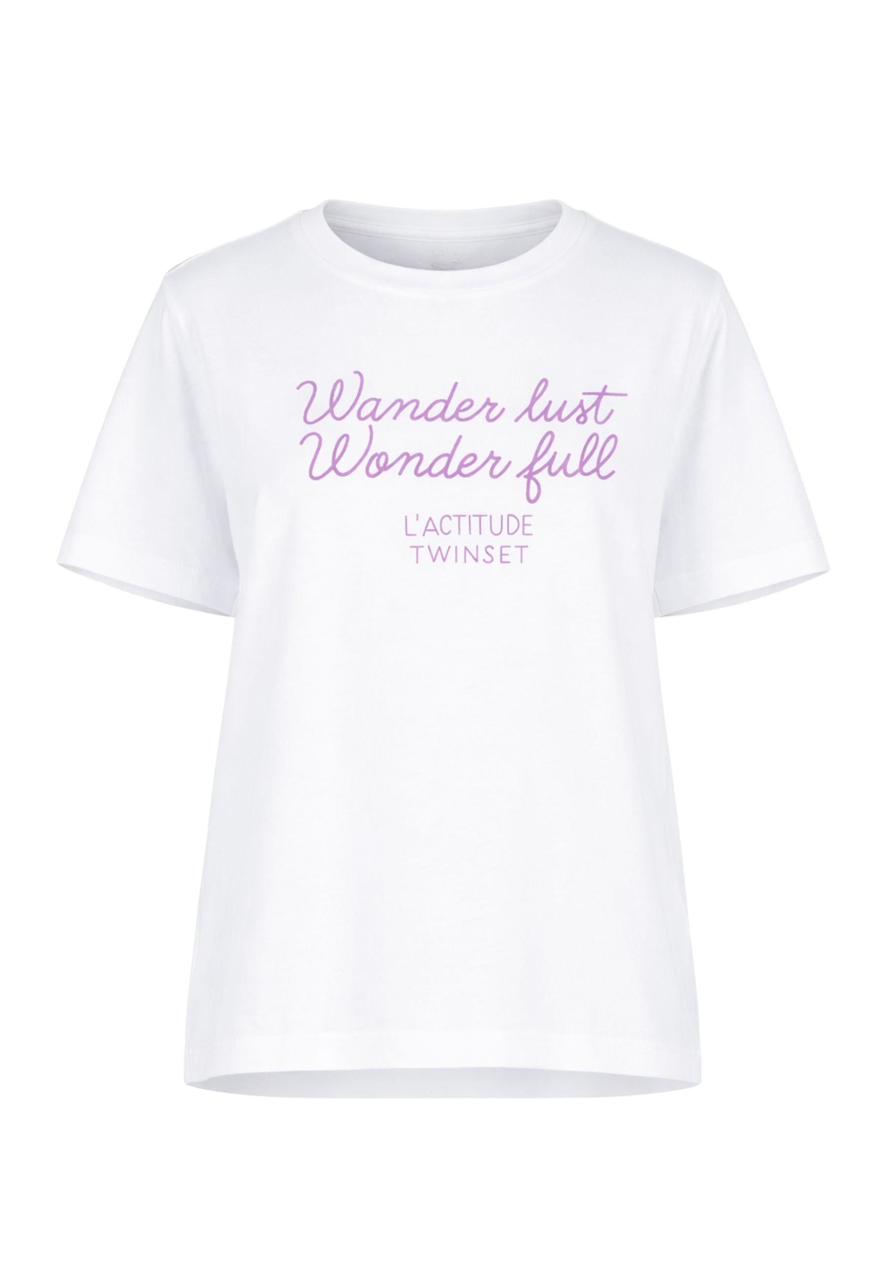 Twinset Actitude T-shirt con Stampa Lettering - Bianco
