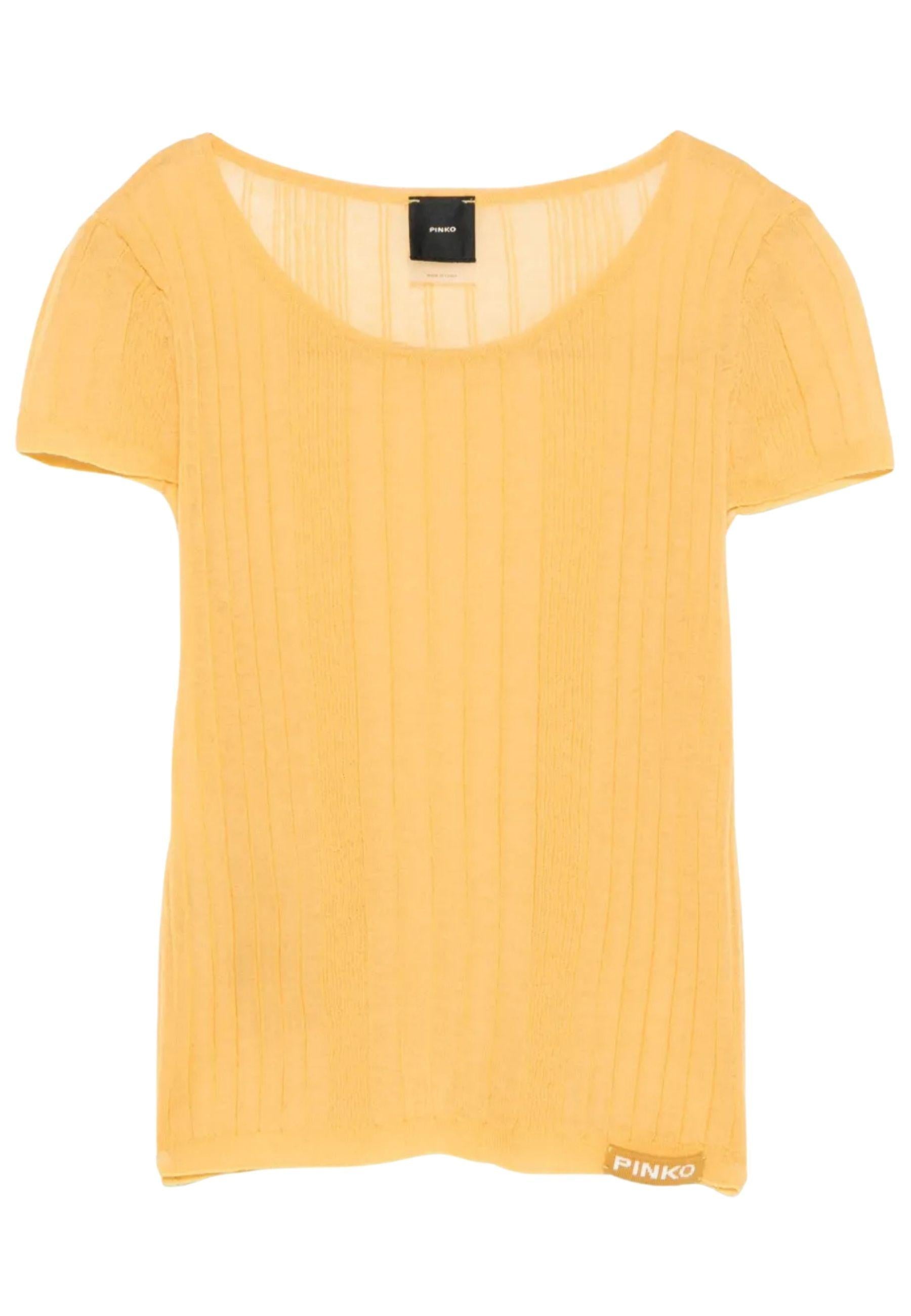 PINKO - T-shirt Donna in Maglia a Costine | Giallo Tramonto