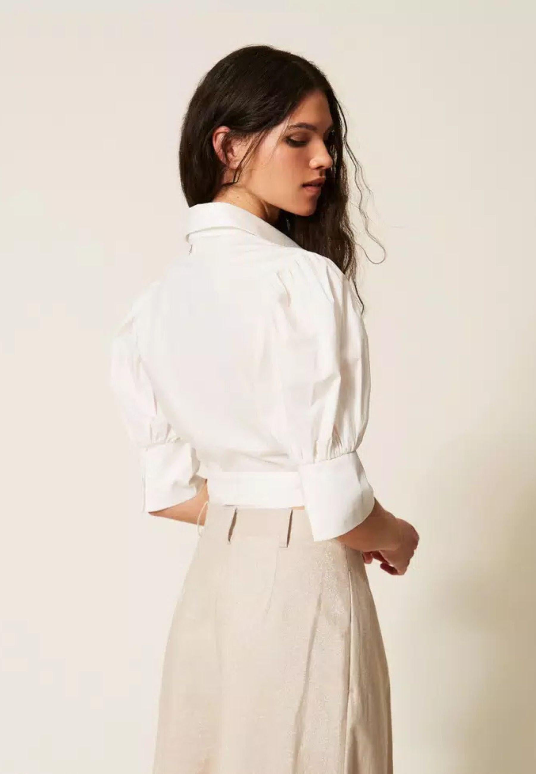 Actitude Camicia a Portafoglio in Popeline di Cotone Stretch