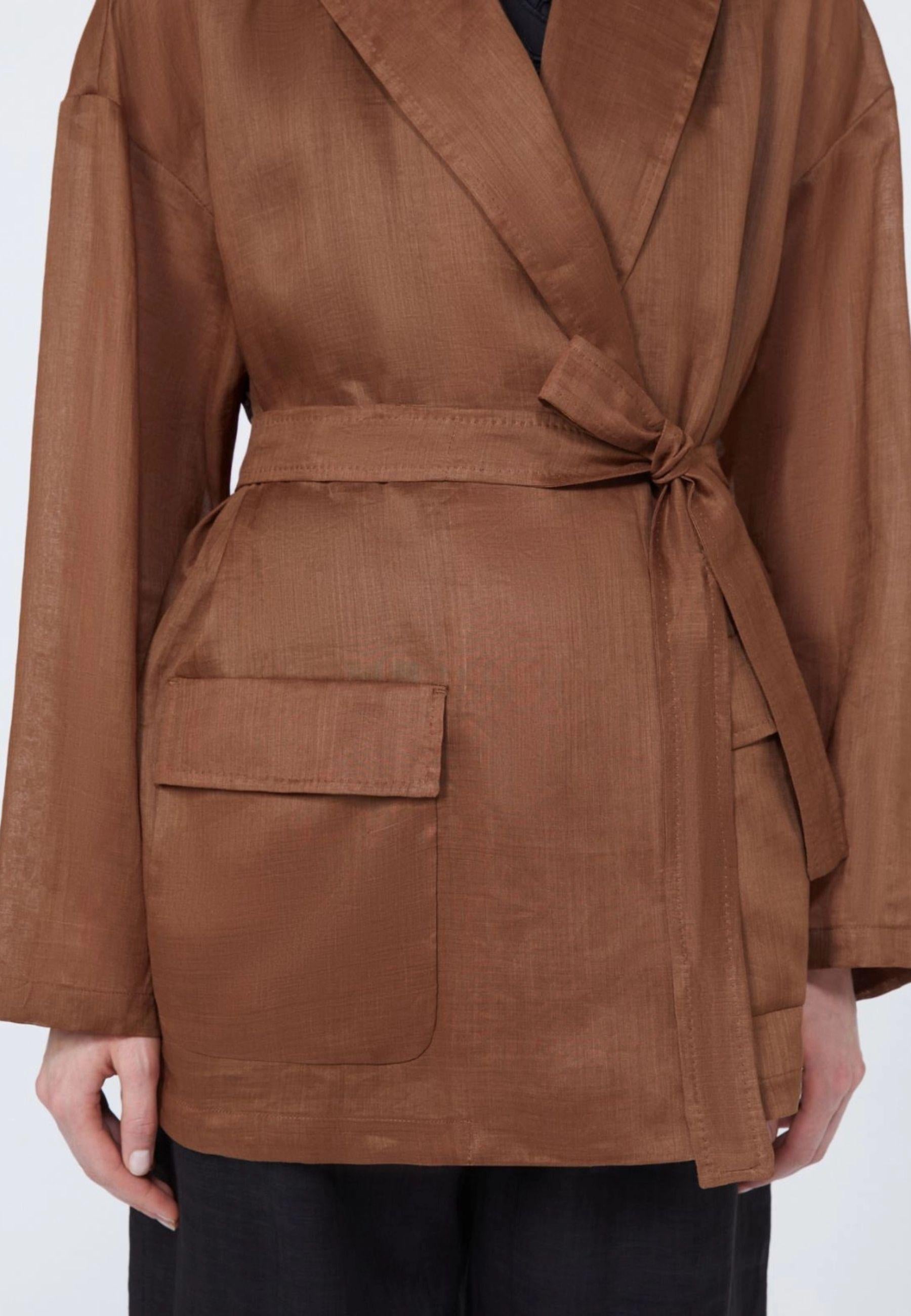 Max Mara - Giacca in tela ramié color argilla