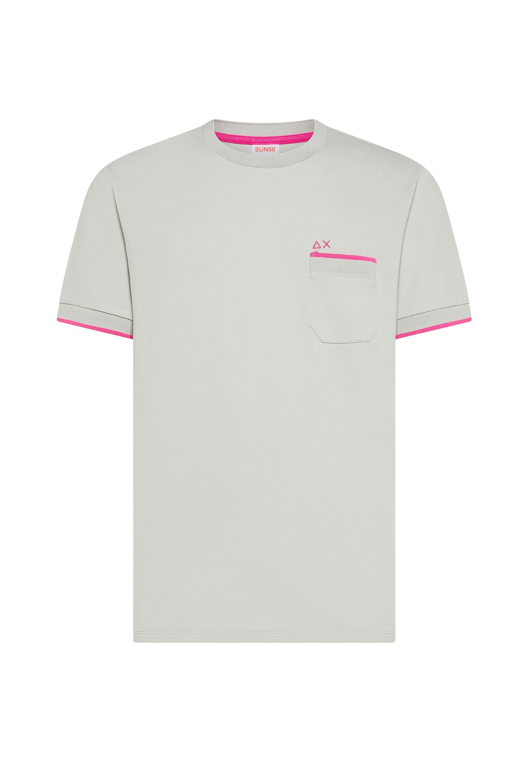 T-shirt in piquet di cotone grigio chiaro