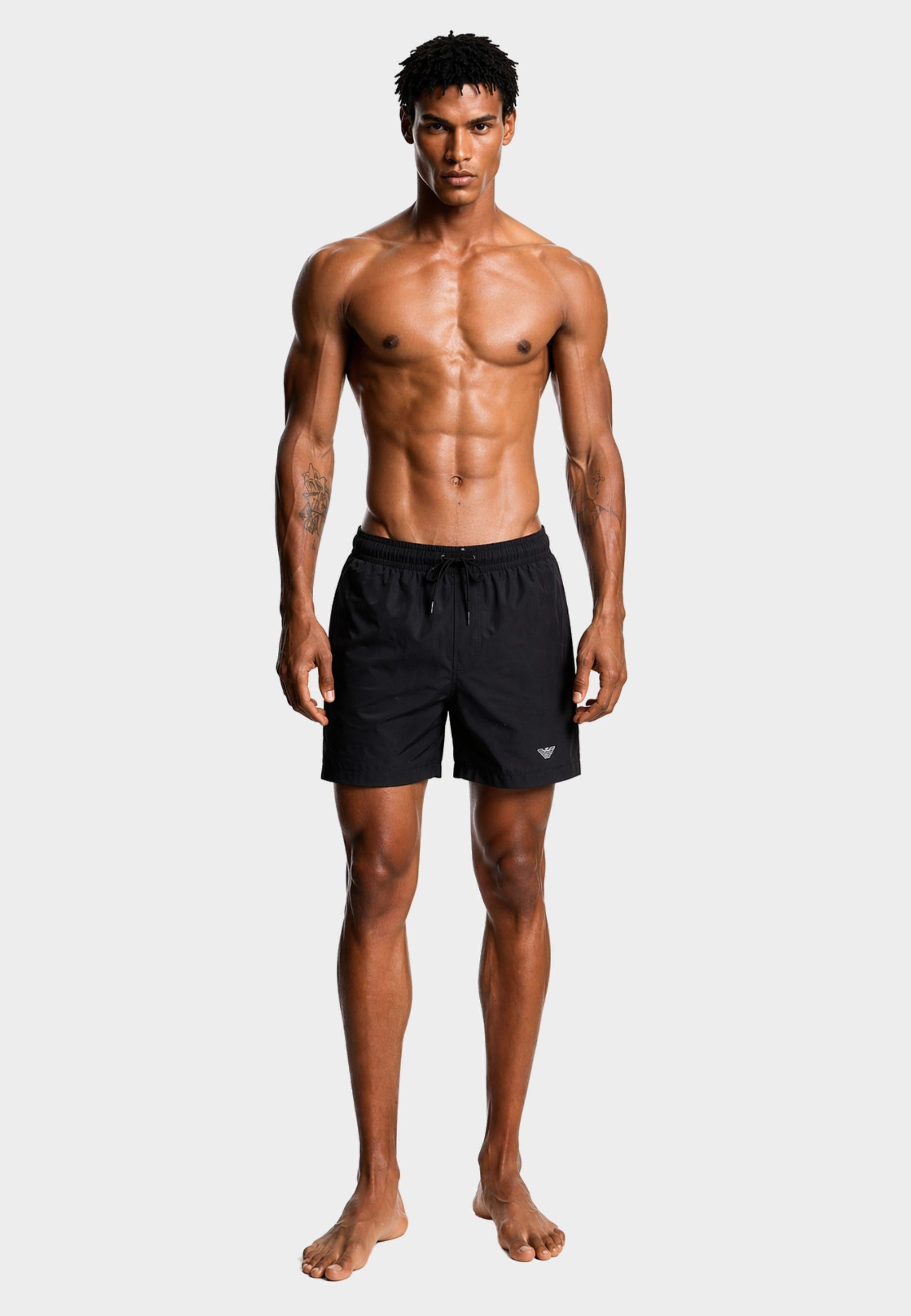 Costume da bagno uomo Emporio Armani - shorts neri con aquila ricamata