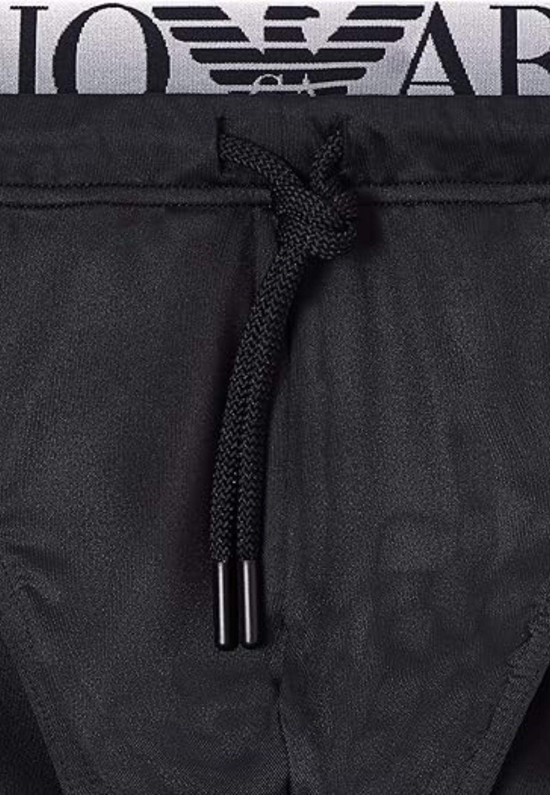 Emporio Armani - Slip mare nero con coulisse e logo jacquard