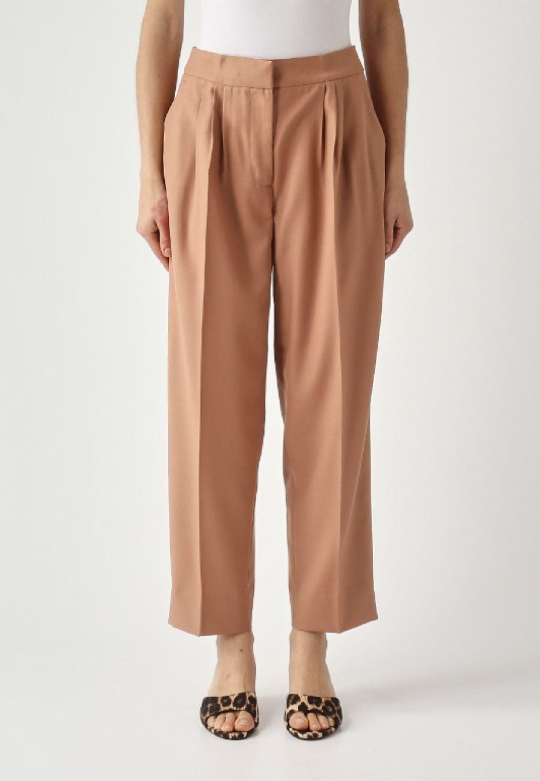 Pantaloni cropped in fresco di misto lana