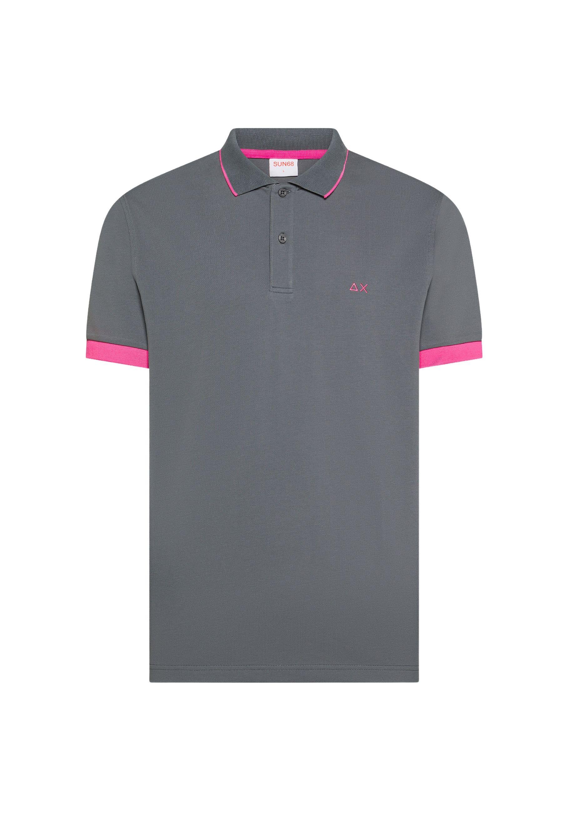 Polo SUN68 in cotone stretch con profili a contrasto