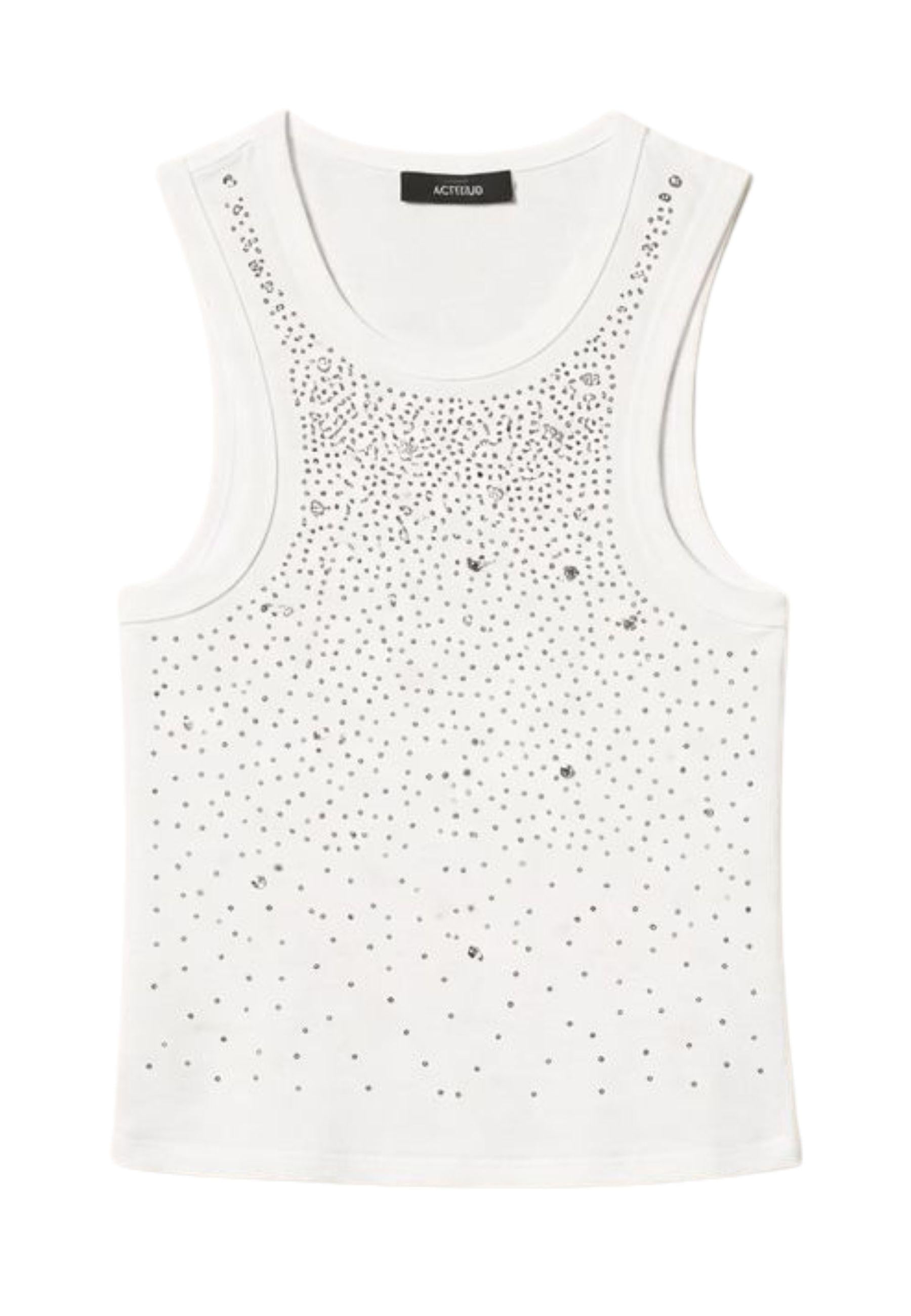 Top a costine con ricamo Actitude