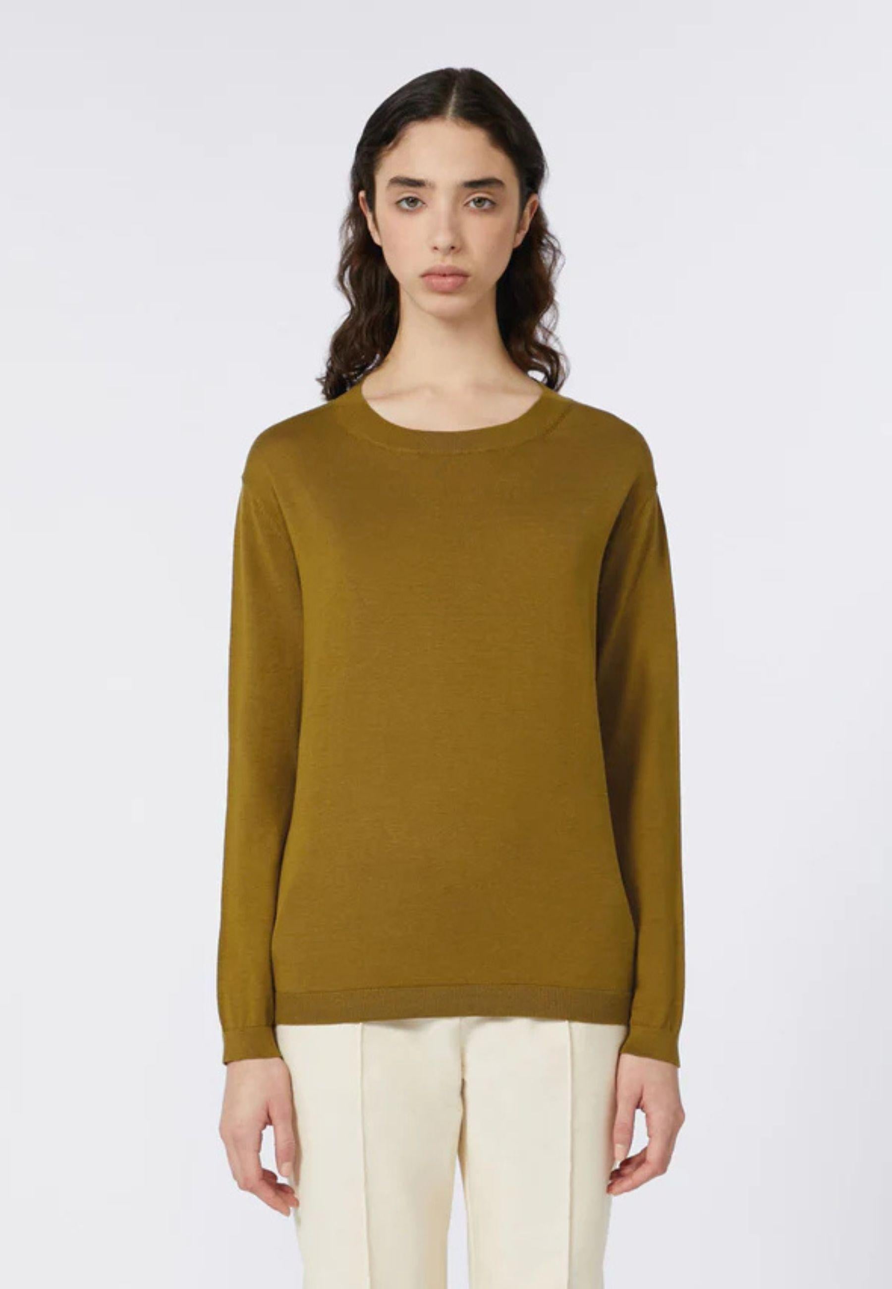 Max Mara MM - Maglia "Arca" in Seta e Cotone con Scollo a Barca