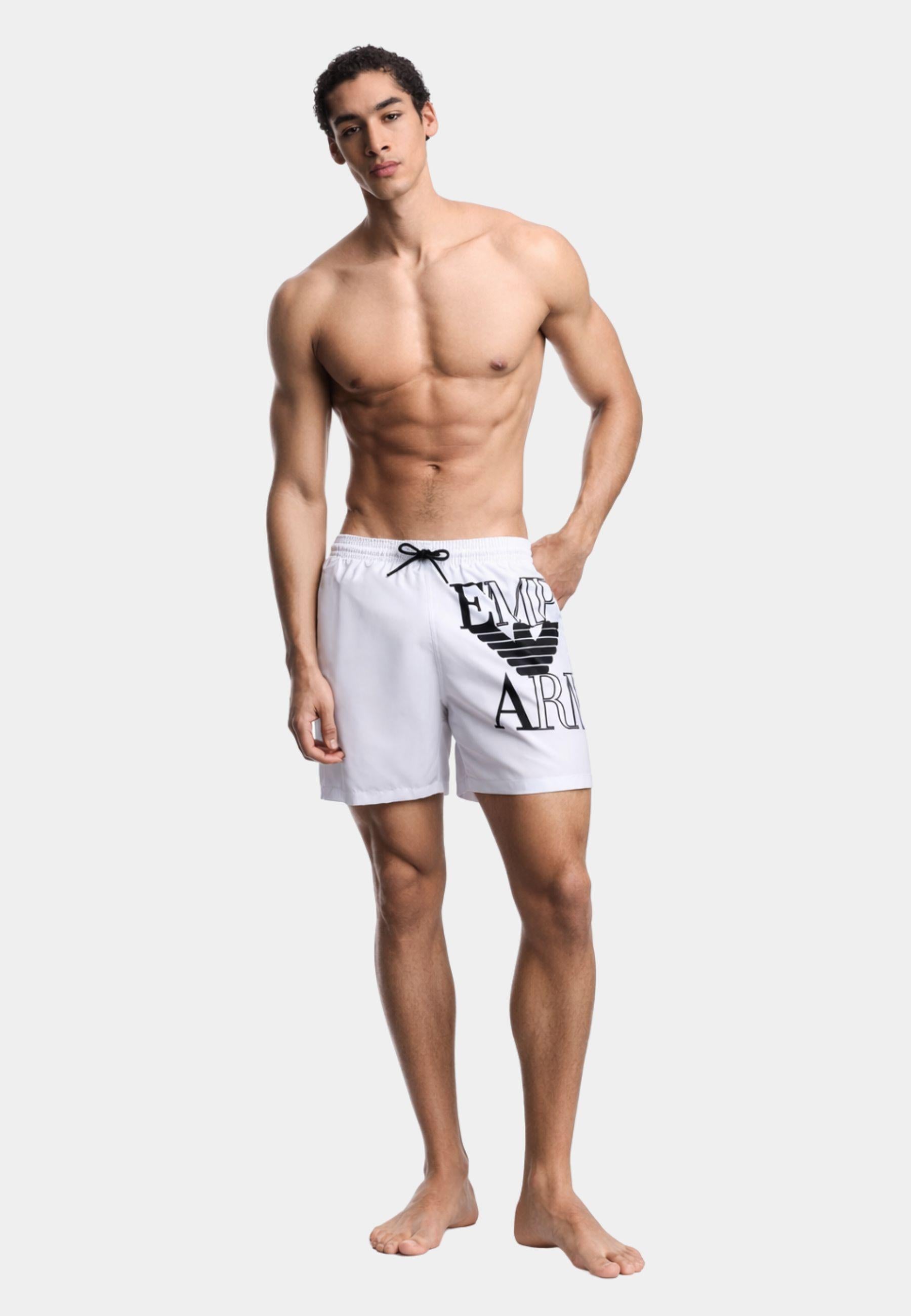 Costume da bagno con logo oversize e coulisse