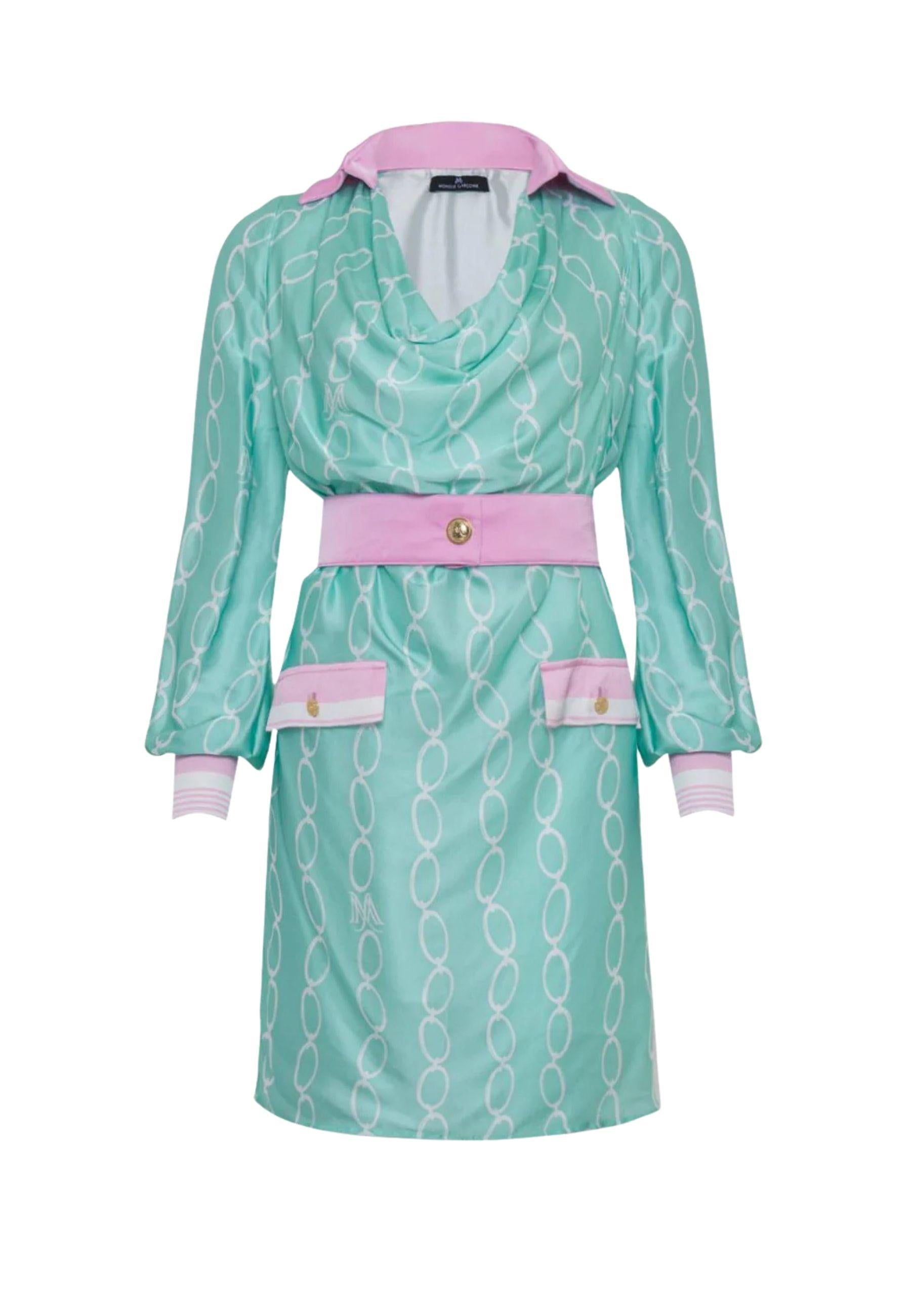 Mini dress chemisier a manica lunga con stampa grafica