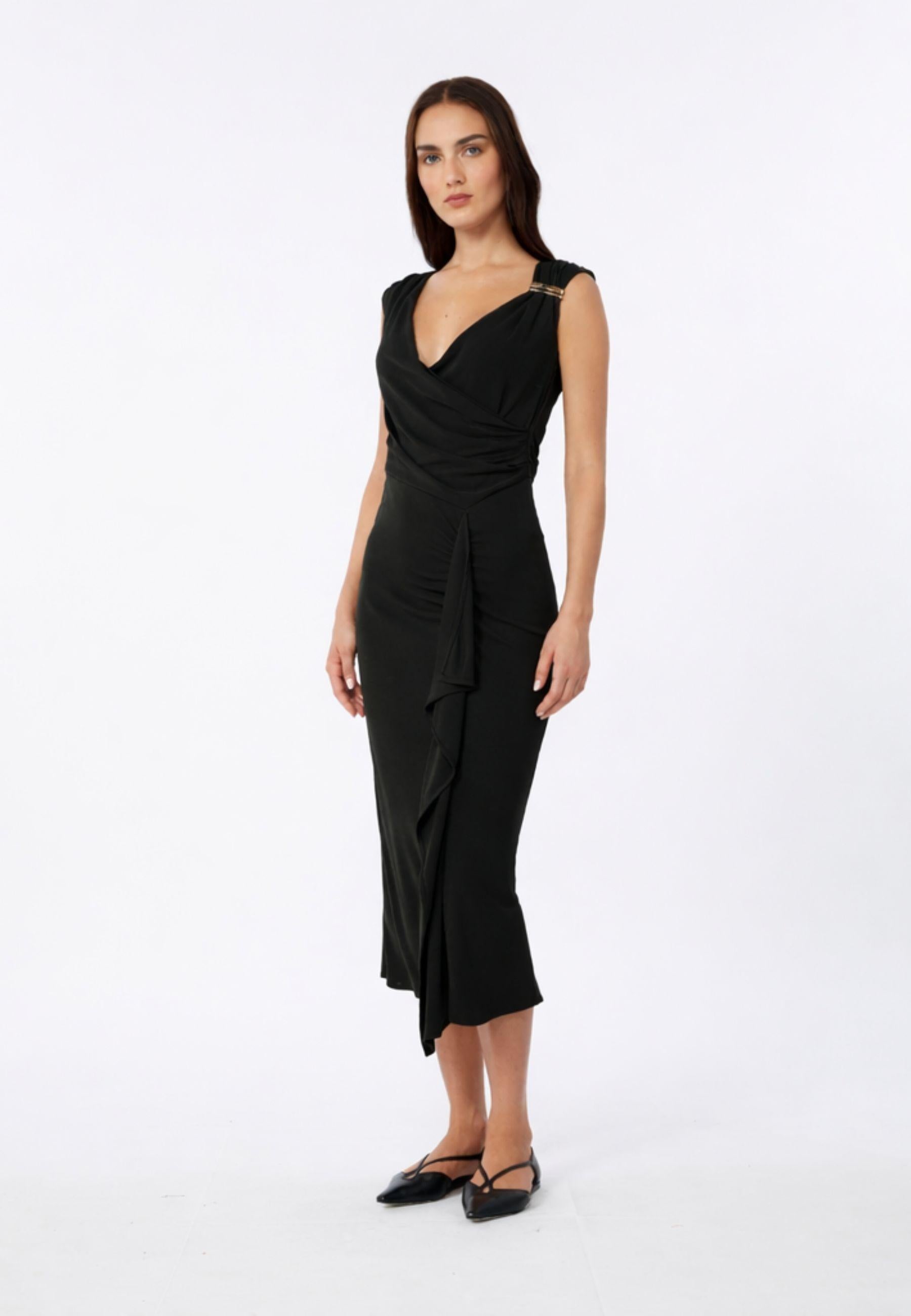 Max Mara Studio - Abito longuette in jersey di viscosa drappeggiato