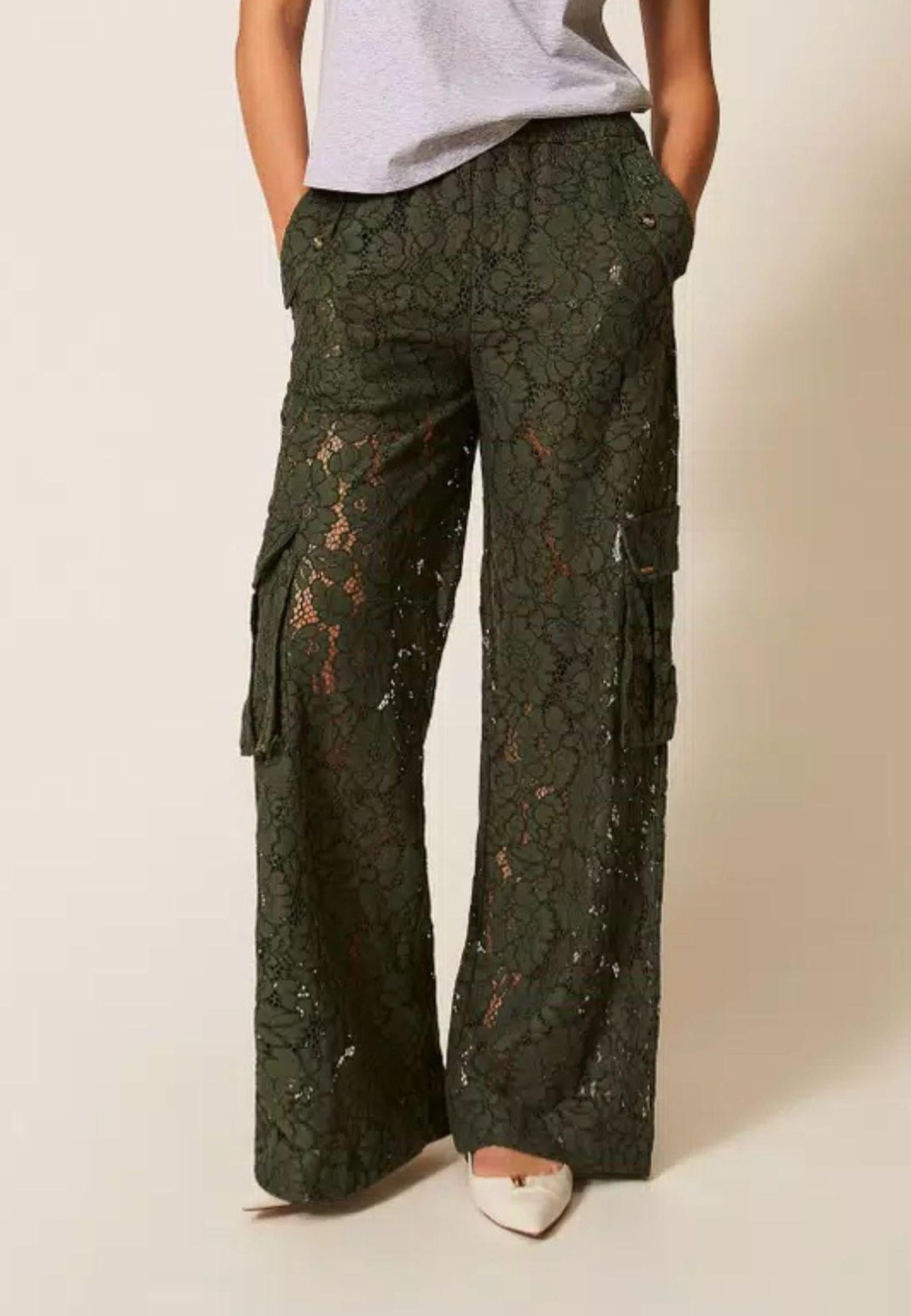 Twinset Milano - Pantaloni cargo in pizzo rébrodé