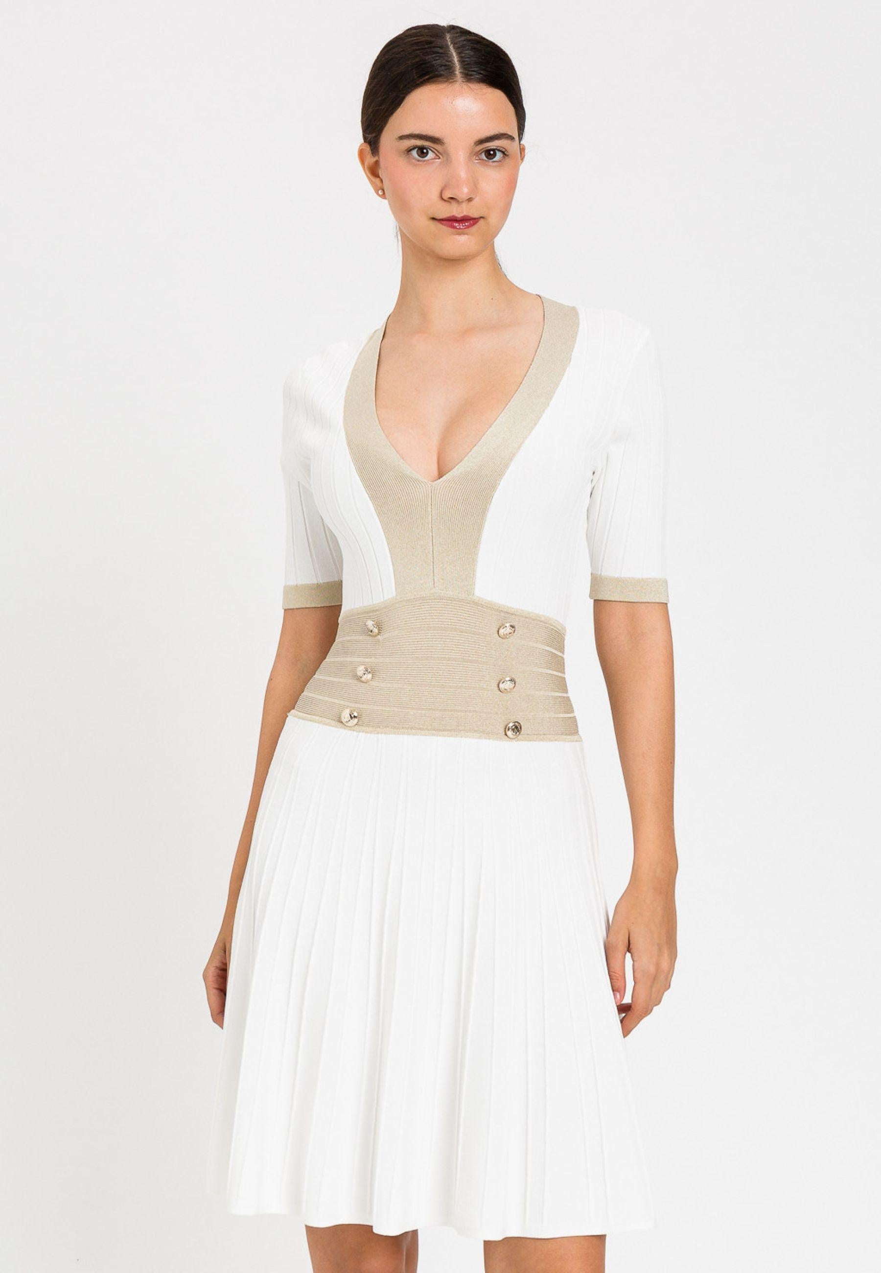Abito bianco in maglia con lurex