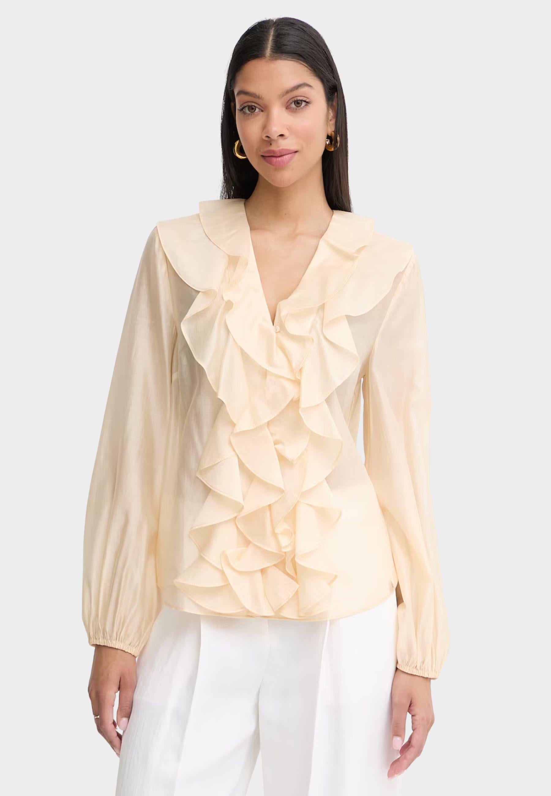 Twinset Blusa con Rouches in Lyocell Blend - Giallo Pastello