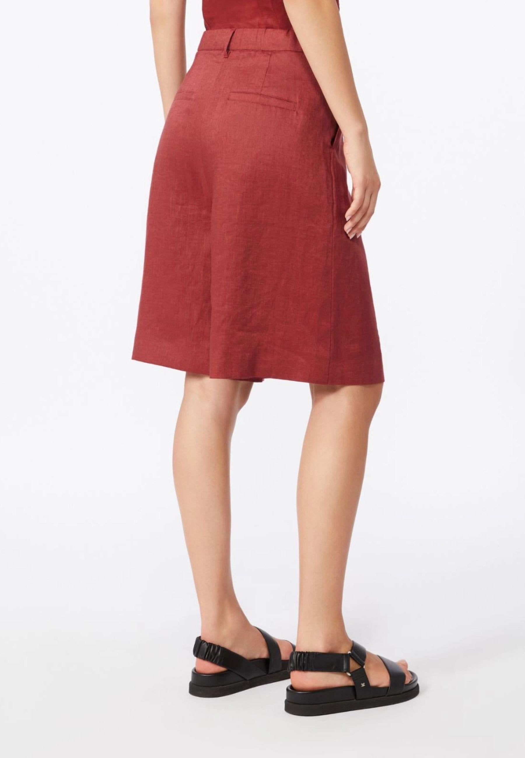 Max Mara Studio - Bermuda lungo in tela di lino