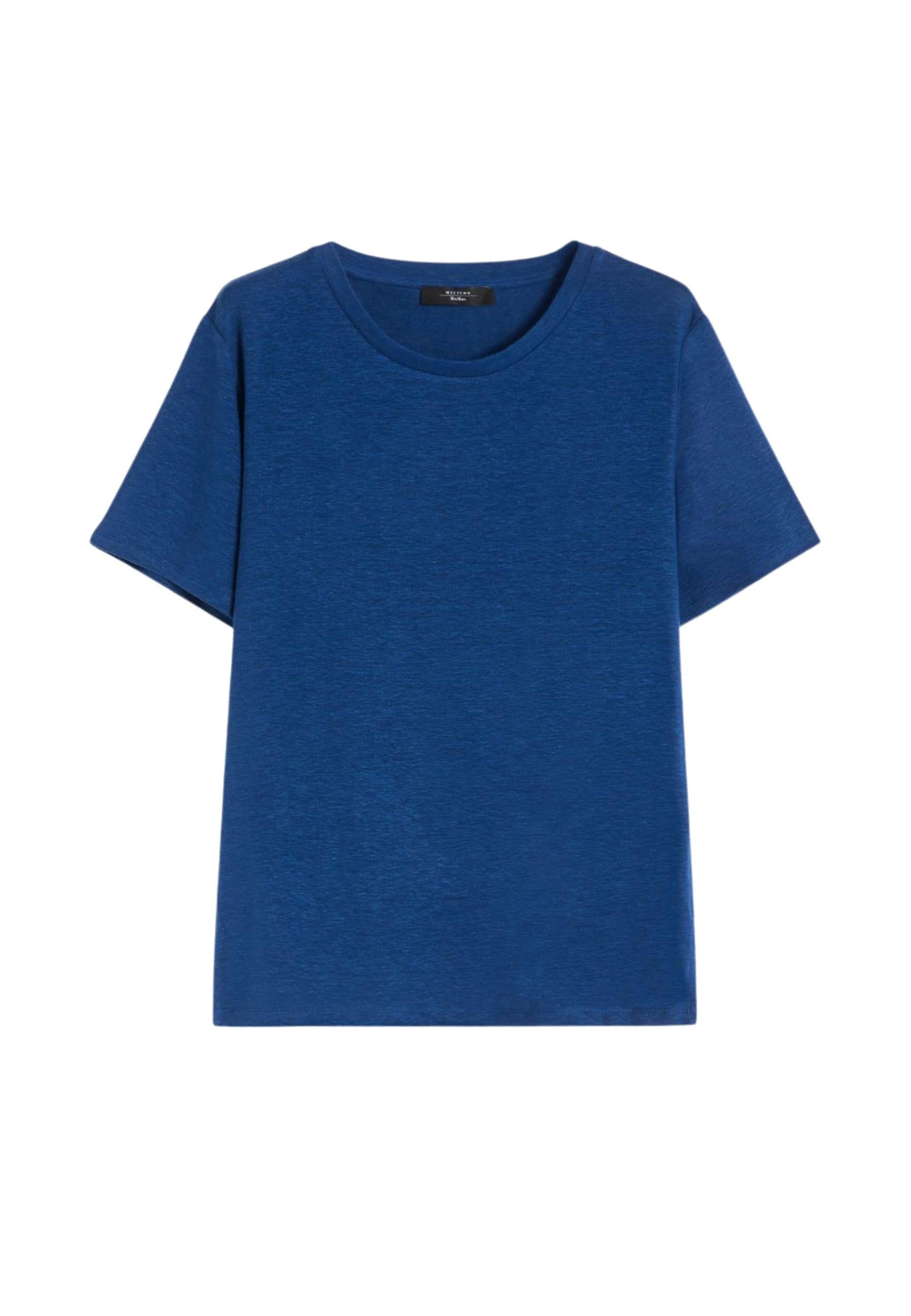 T-shirt basic in jersey di lino stretch - OCEANO
