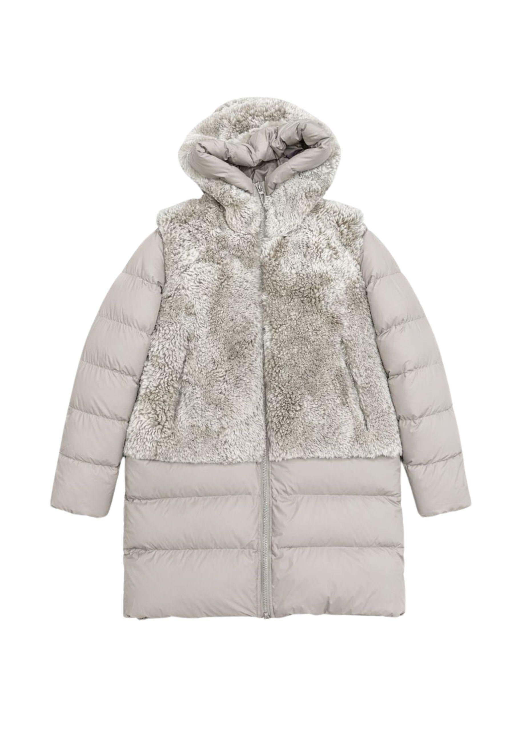 Piumino con inserti in pelle di pecora