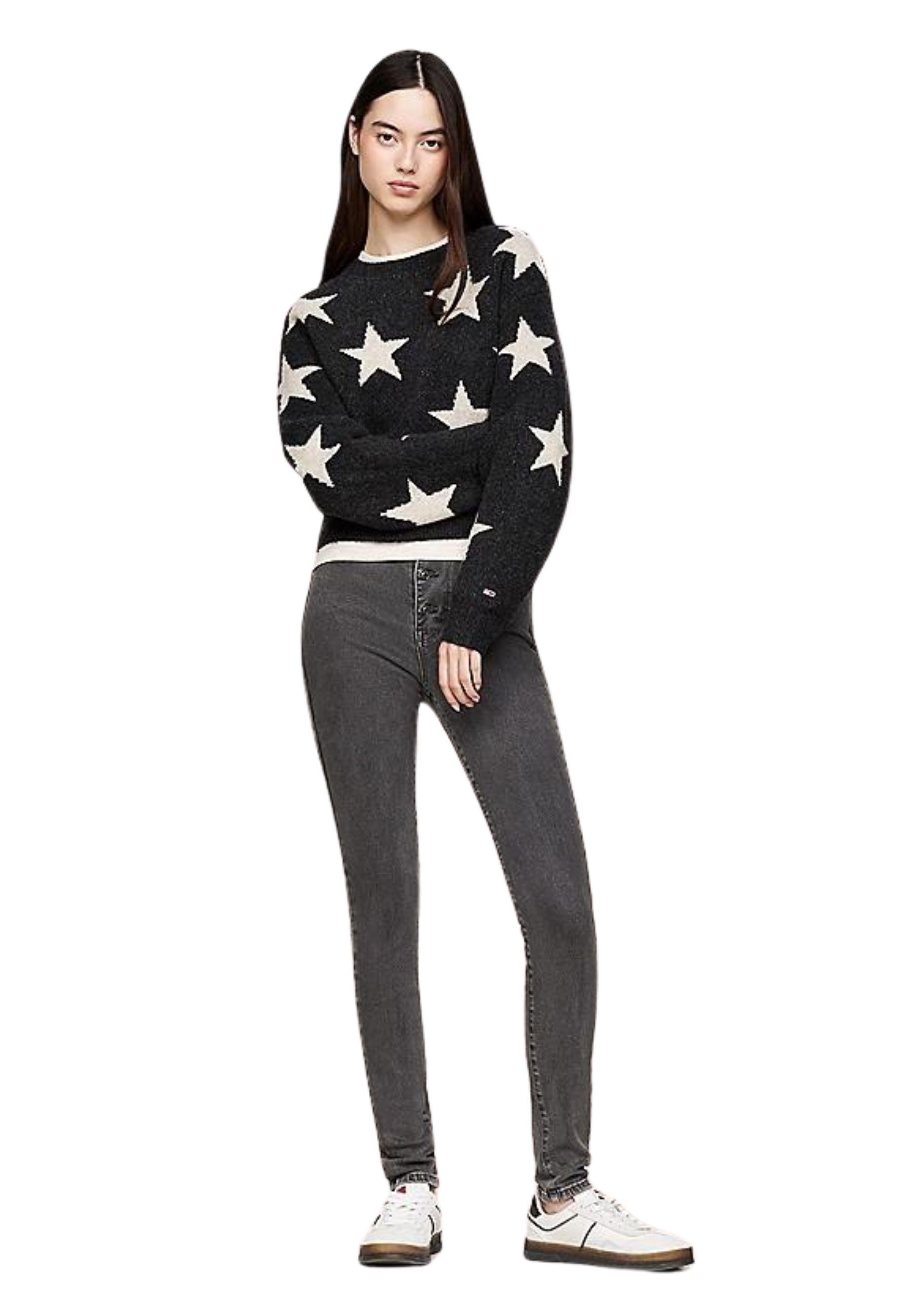 Jeans Sylvia skinny fit a vita alta neri sbiaditi