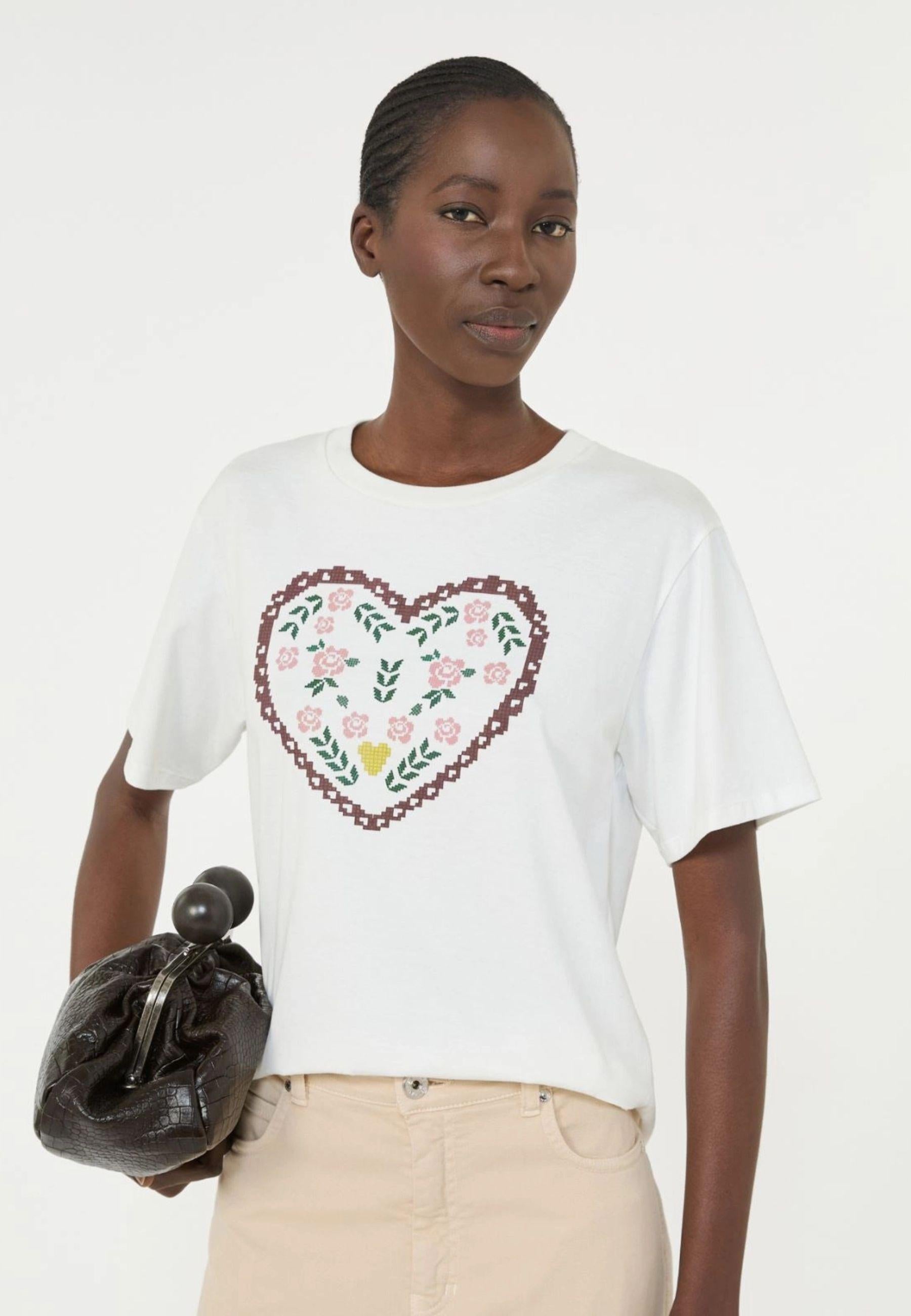 T-shirt in Cotone Biologico con Stampa Grafica