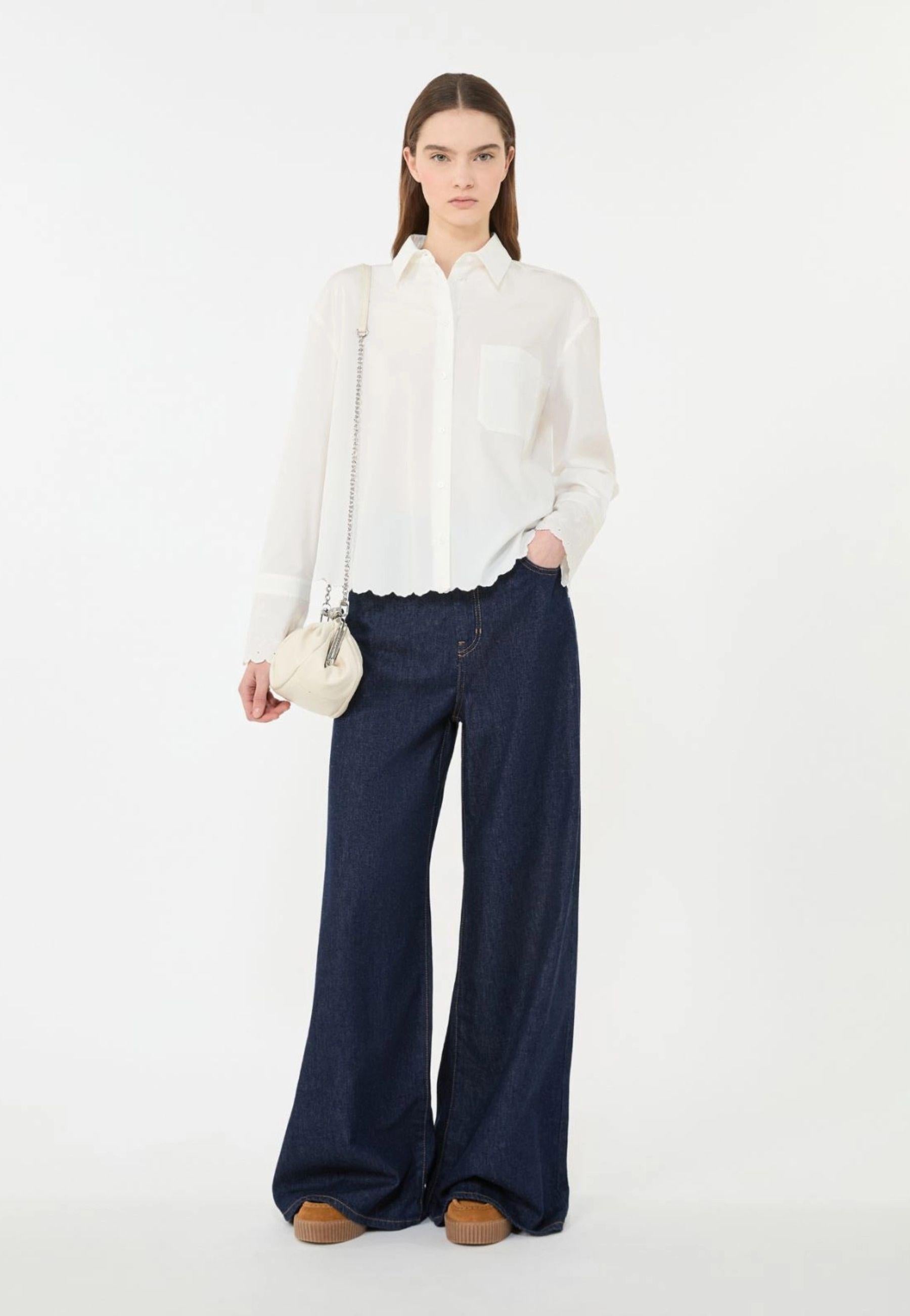 Camicia in cotone con taschino - BIANCO AVORIO